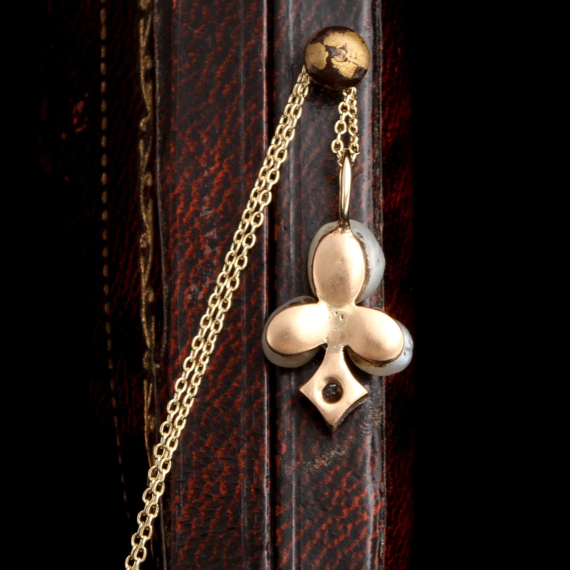 Victorian Pearl & Diamond Club Suit Necklace