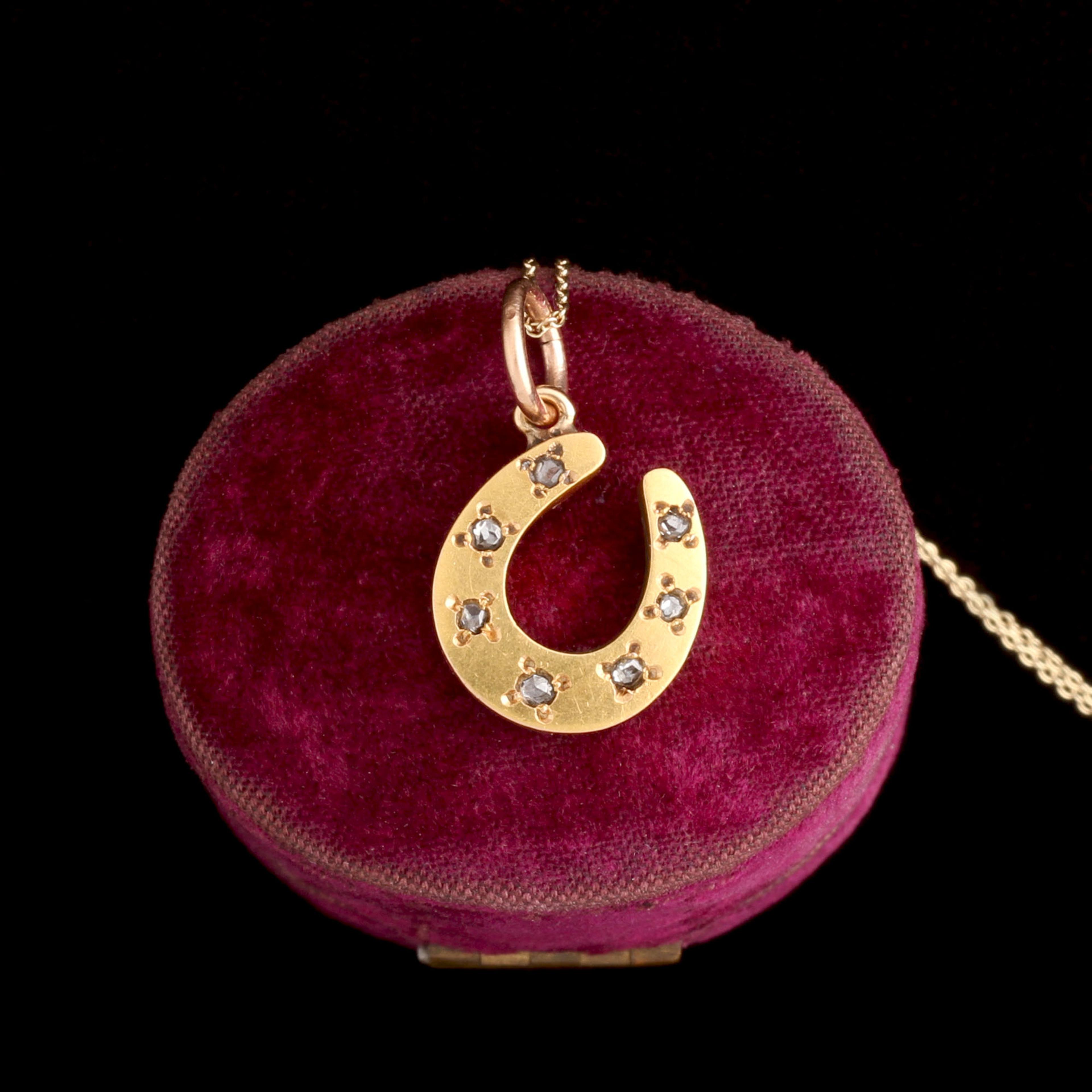 Victorian Rose Cut Diamond Horseshoe Pendant