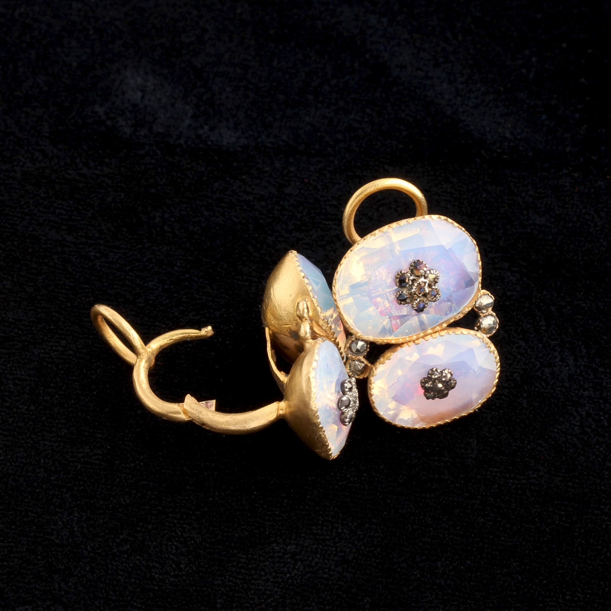 Queen Anne Opaline Paste & Pyrite Earrings