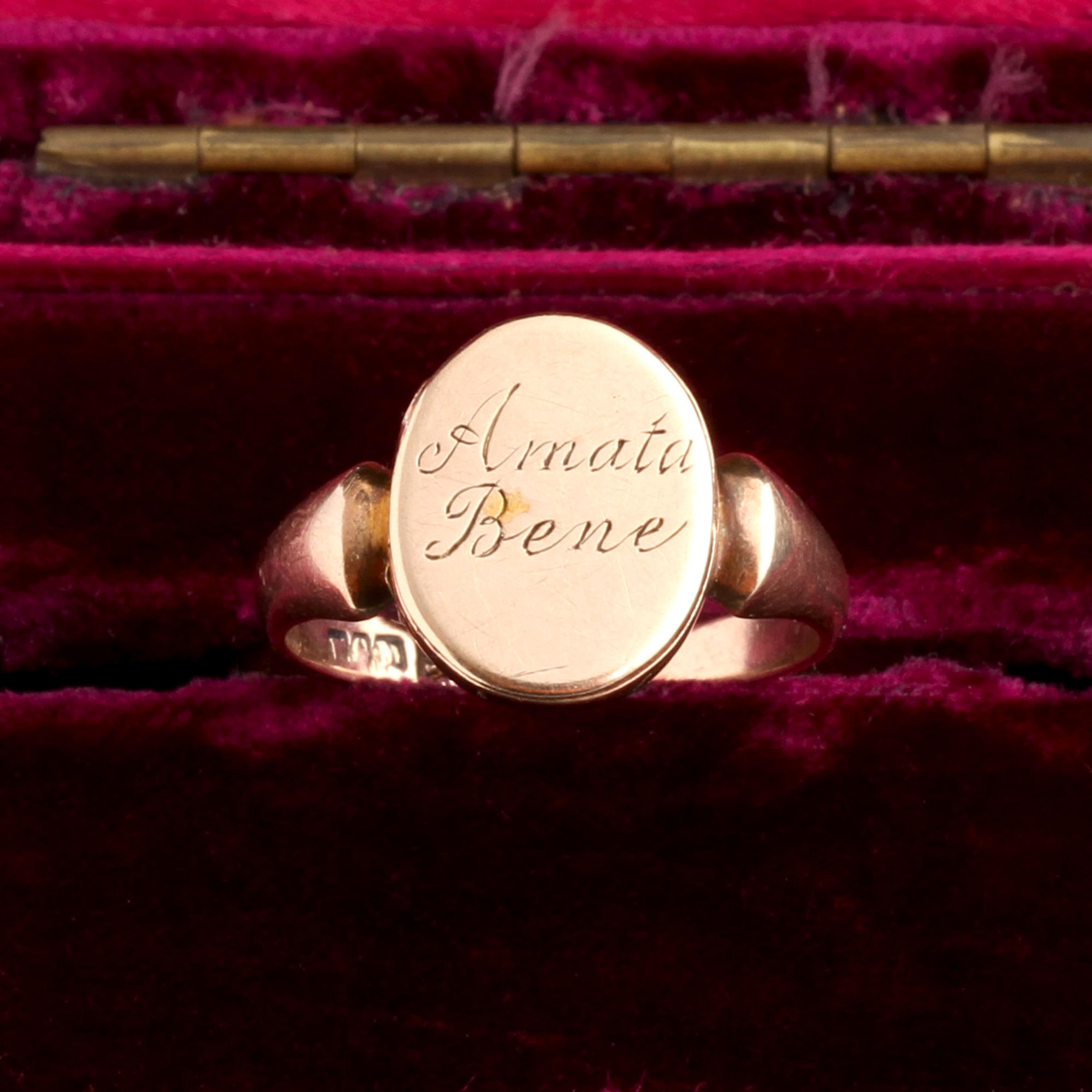 Detail of WWI Era Amata Bene Locket Ring