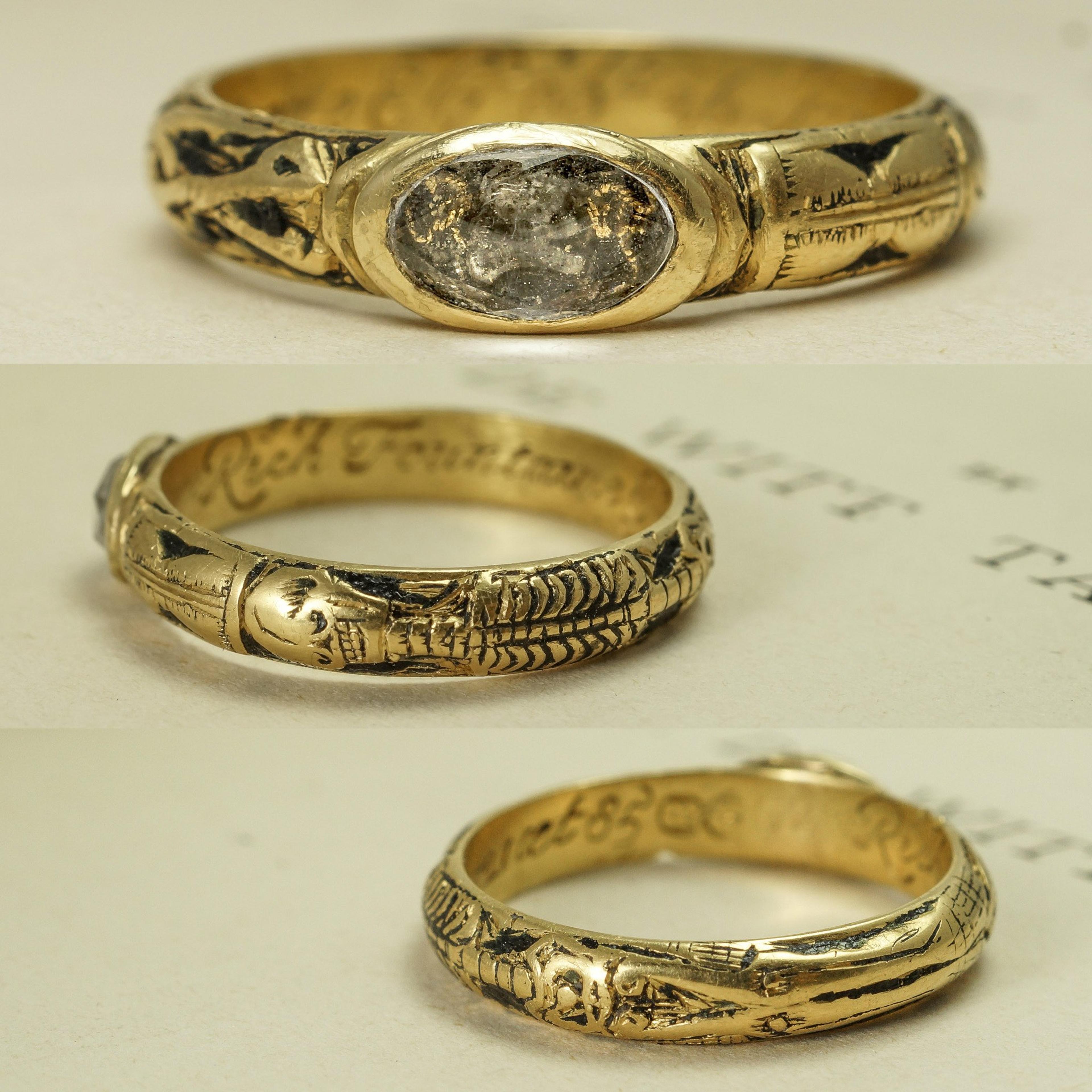 Georgian Skeletal Mourning Ring with Skull and Cipher