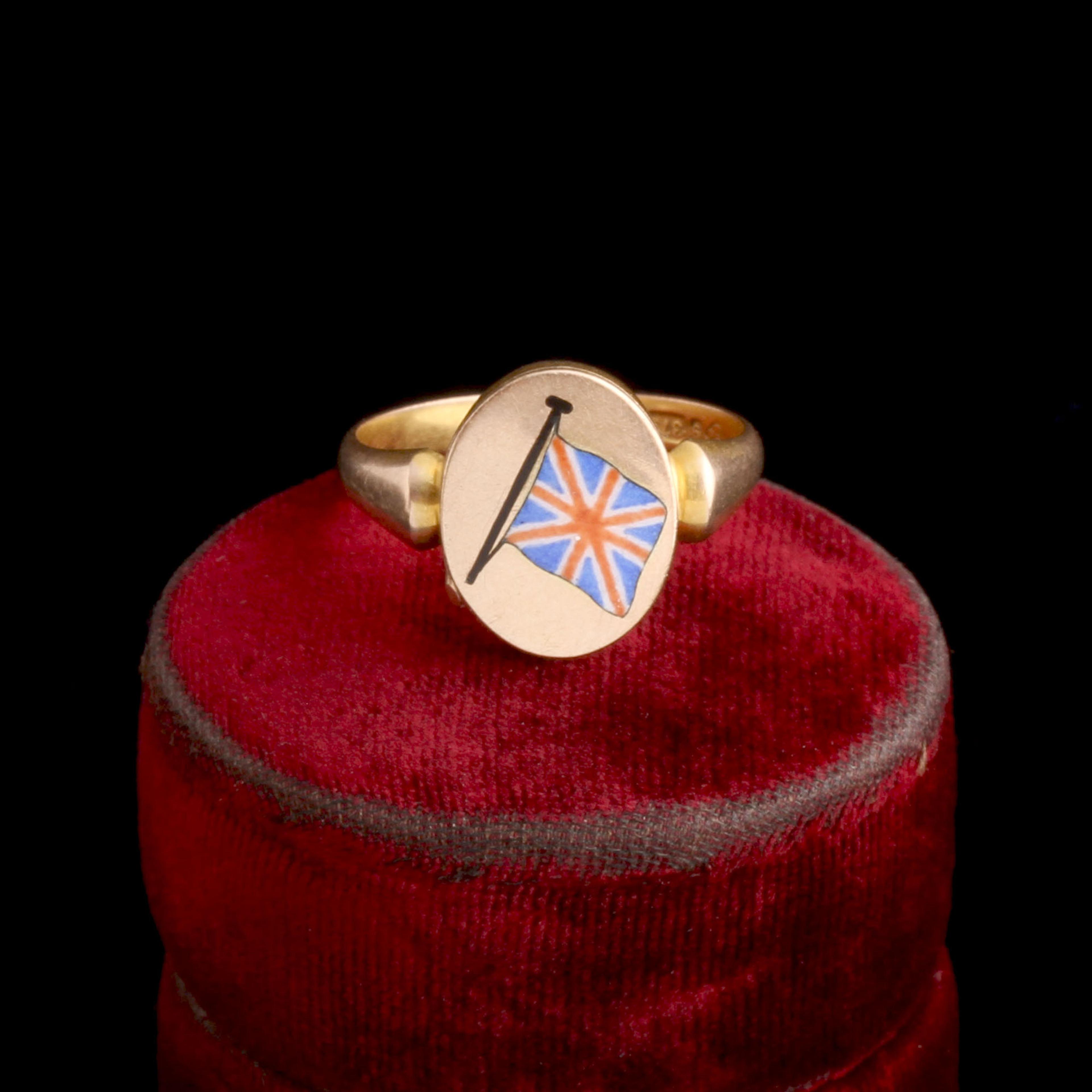 Detail of WWI Era Union Jack Locket Ring