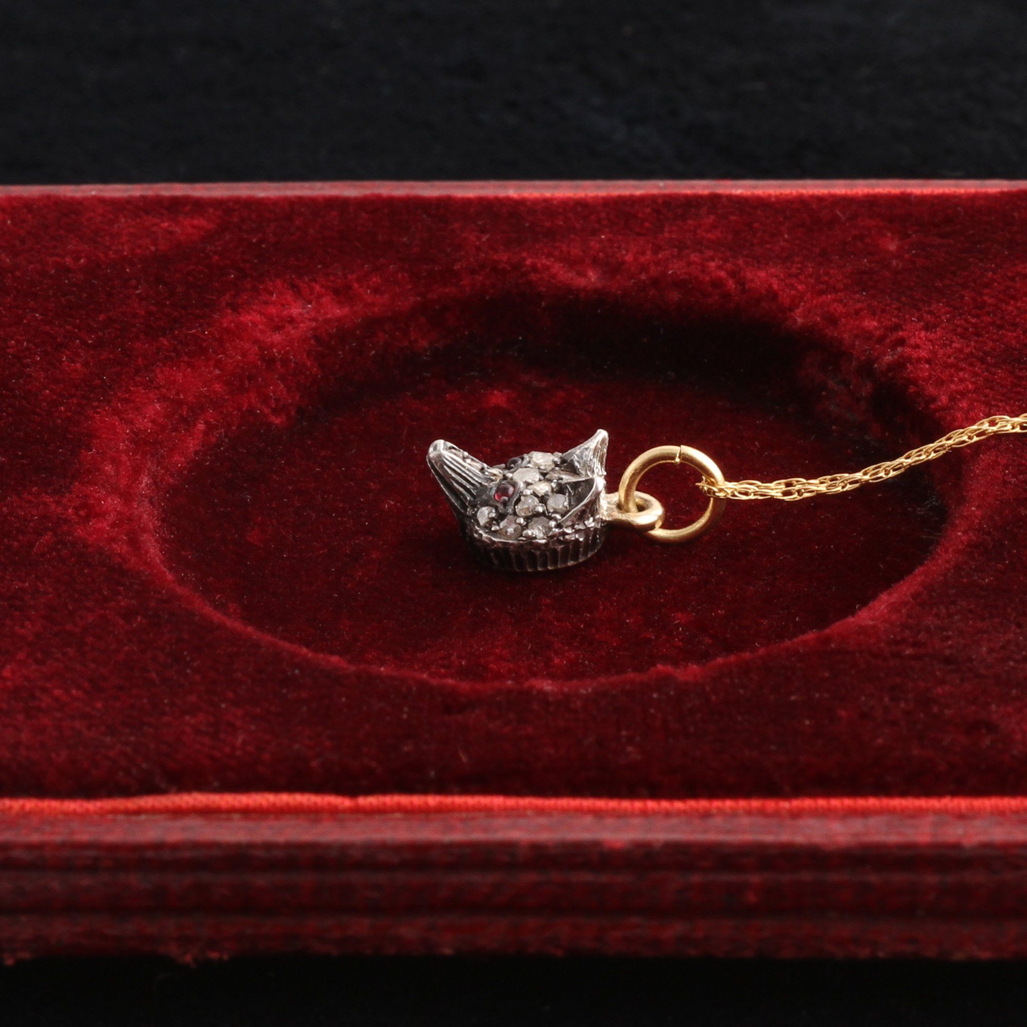 Victorian Garnet & Diamond Fox Head Pendant