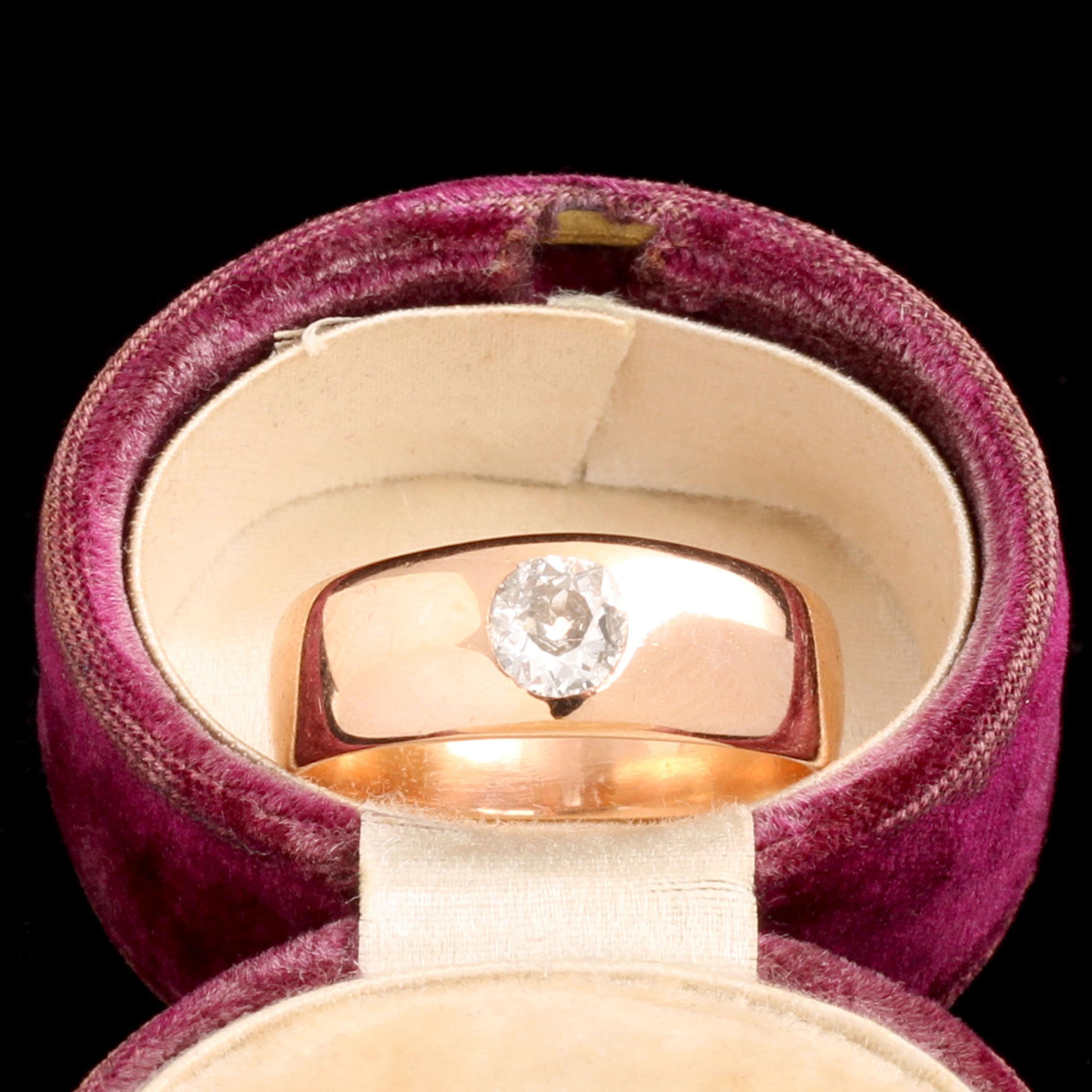 Late 19th Century French .33ct Old Cut Diamond Stirrup Ring