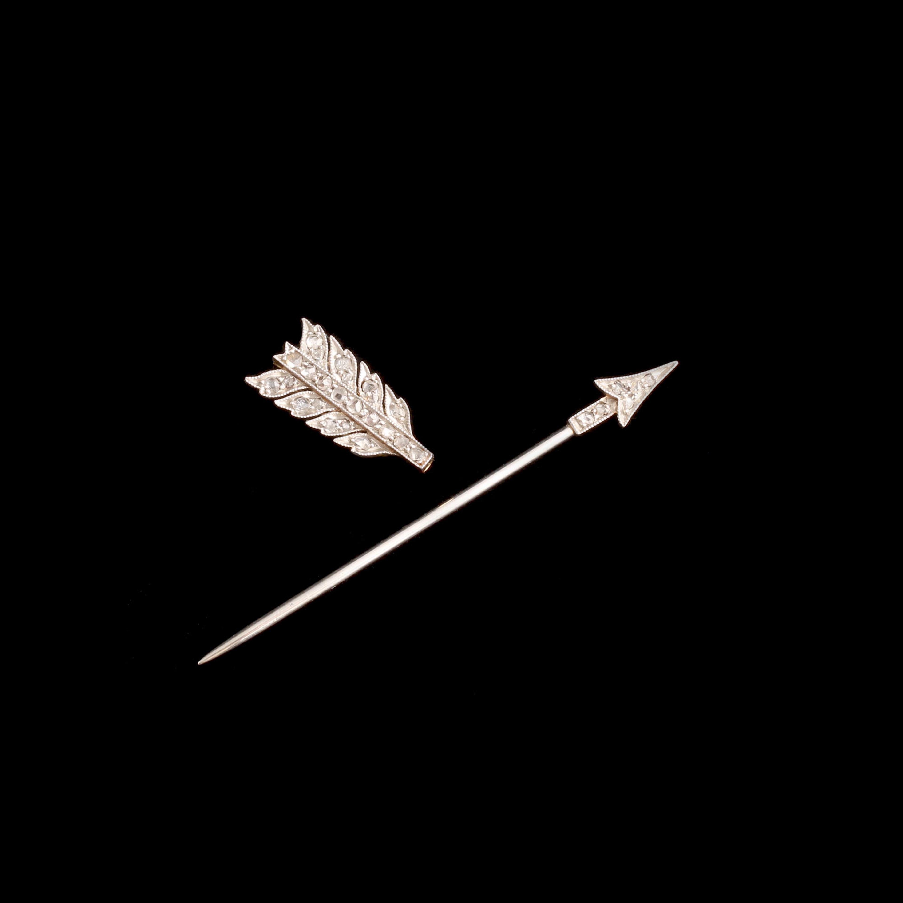 Detail of Art Deco Diamond Arrow Jabot Pin