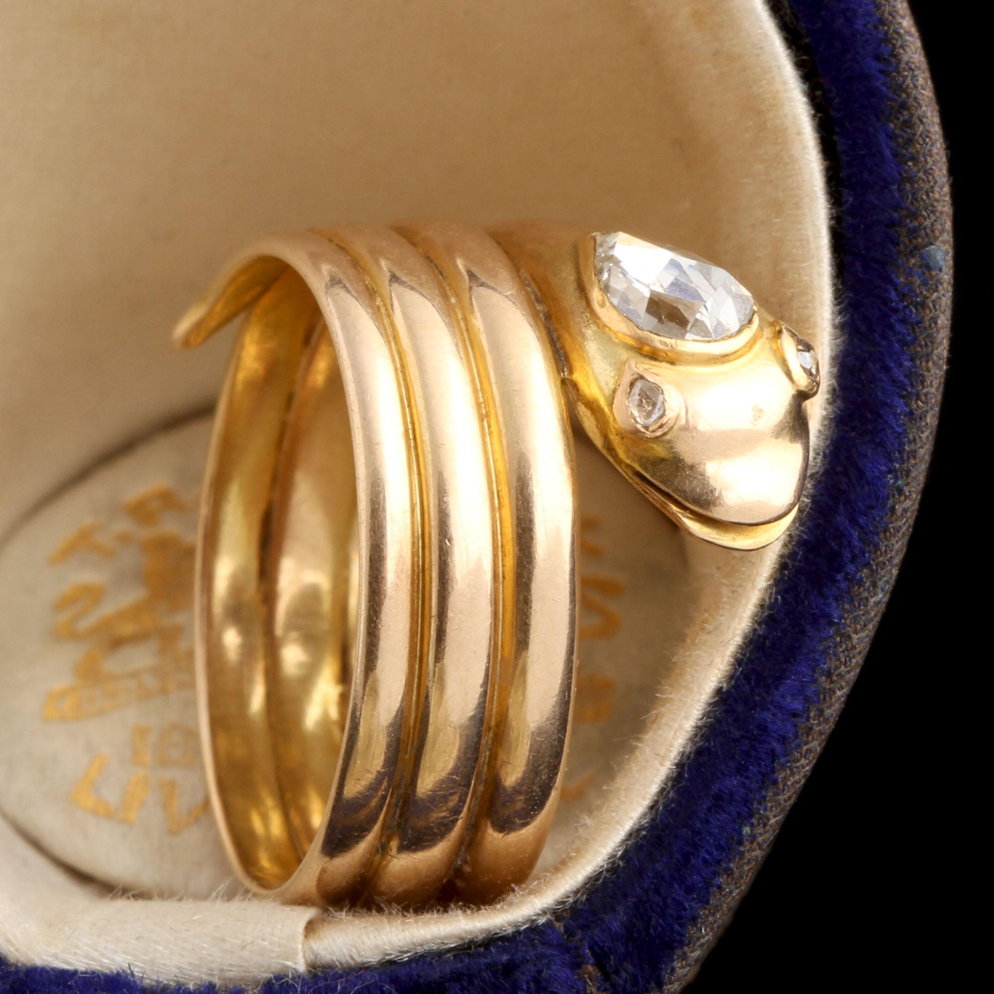 Victorian Rose Cut Diamond Coiled Snake Ring