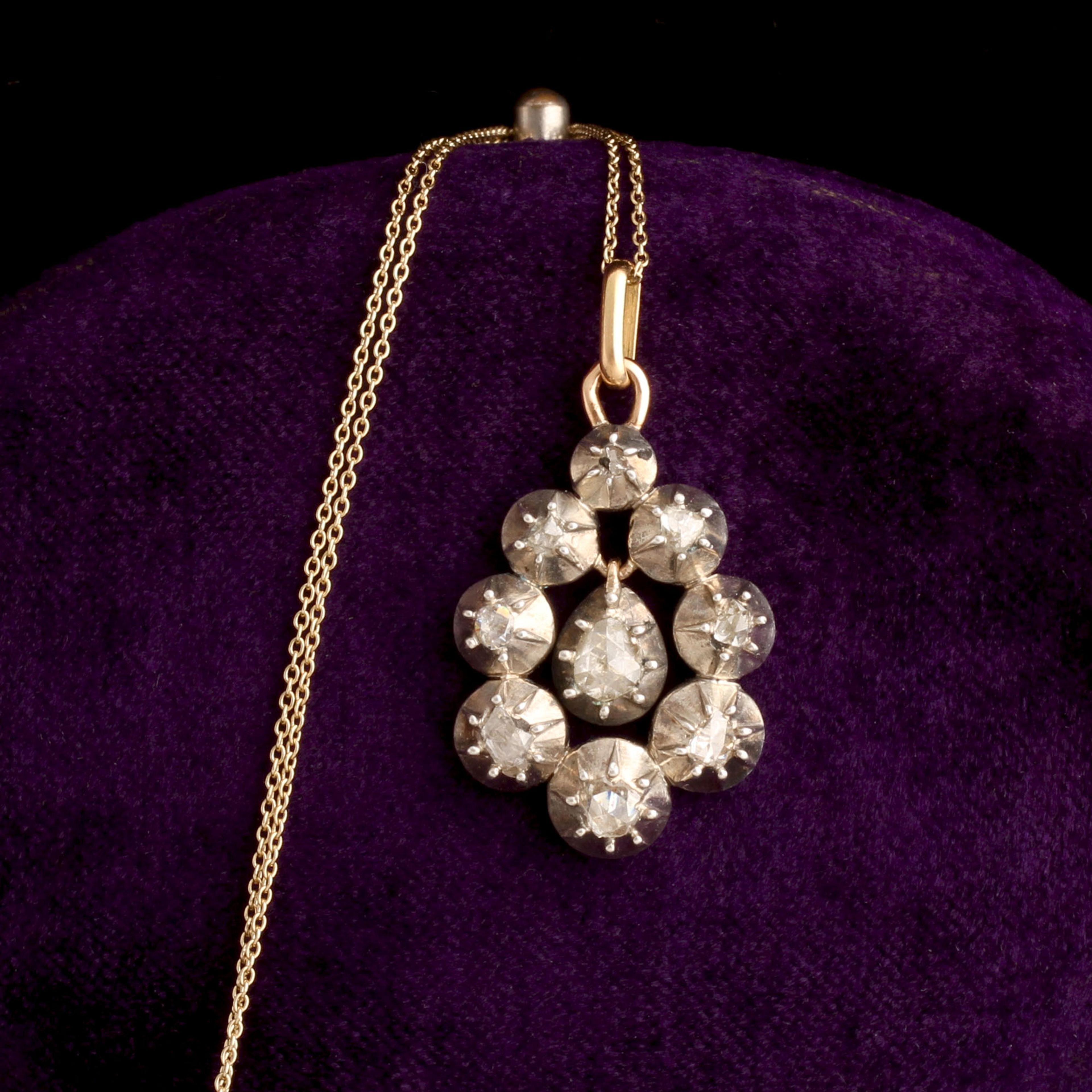 Early Victorian Rose Cut Diamond Pendant