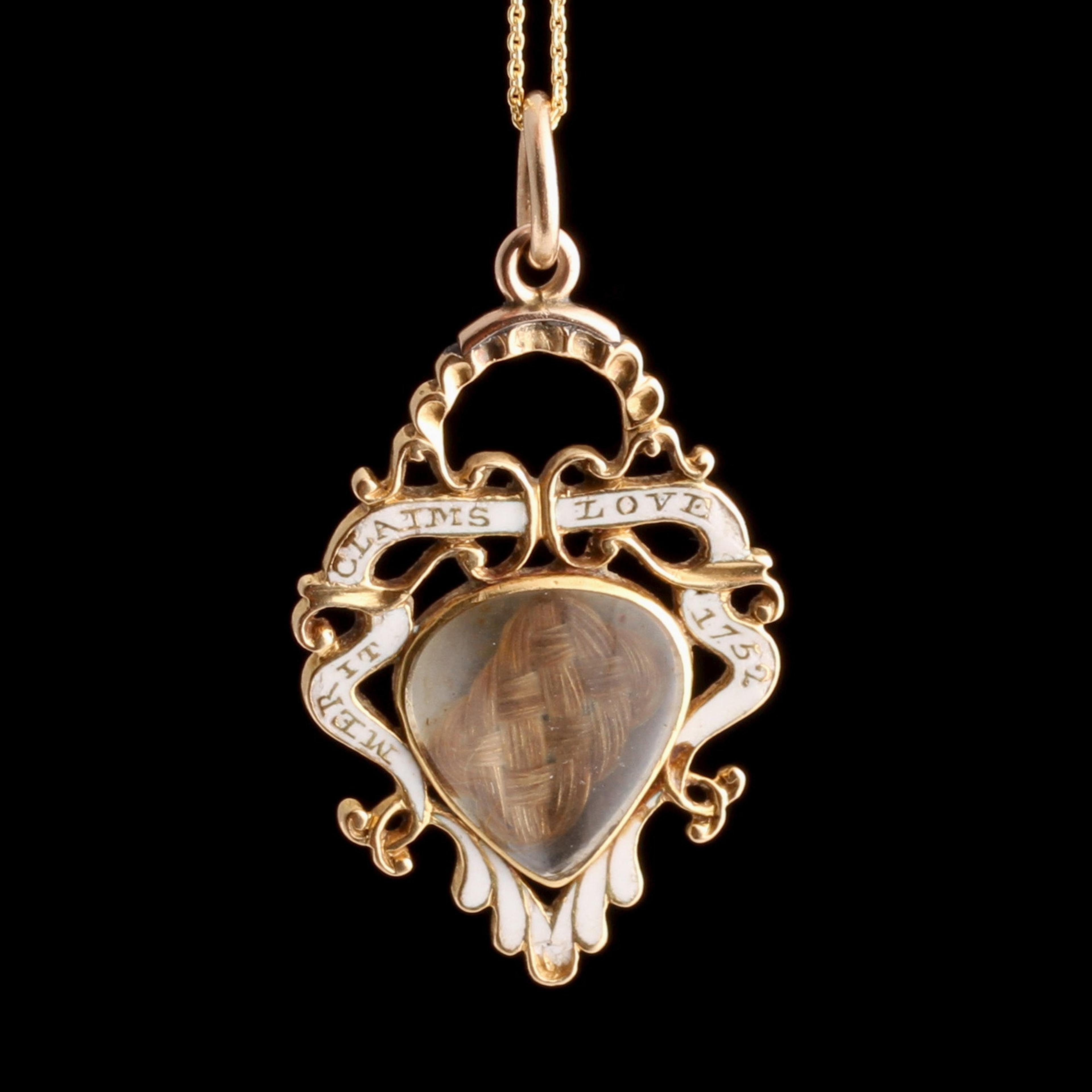 Detail of Georgian "Merit Claims Love" Heart Pendant