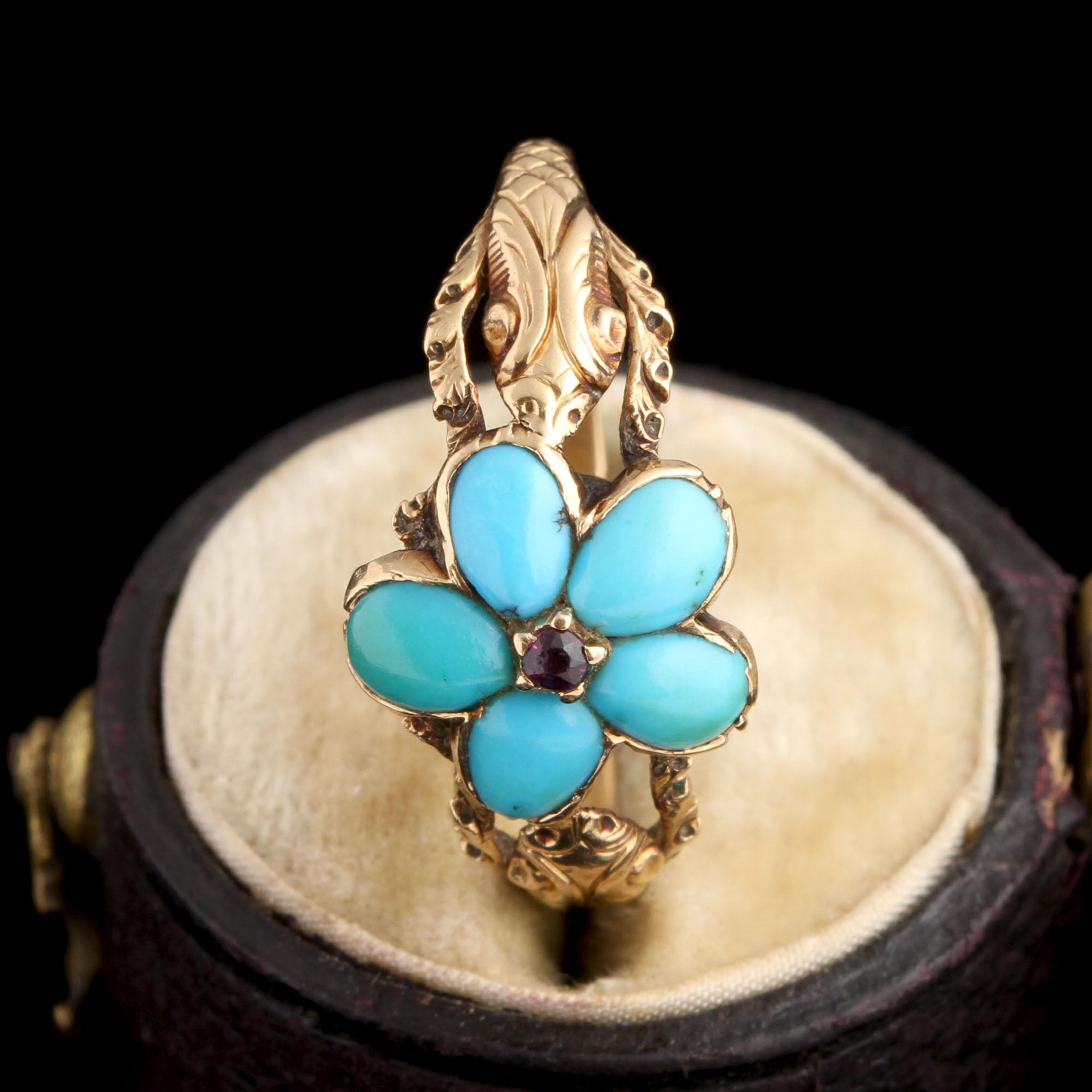 Detail of Georgian Snake Shouldered Pansy Ring