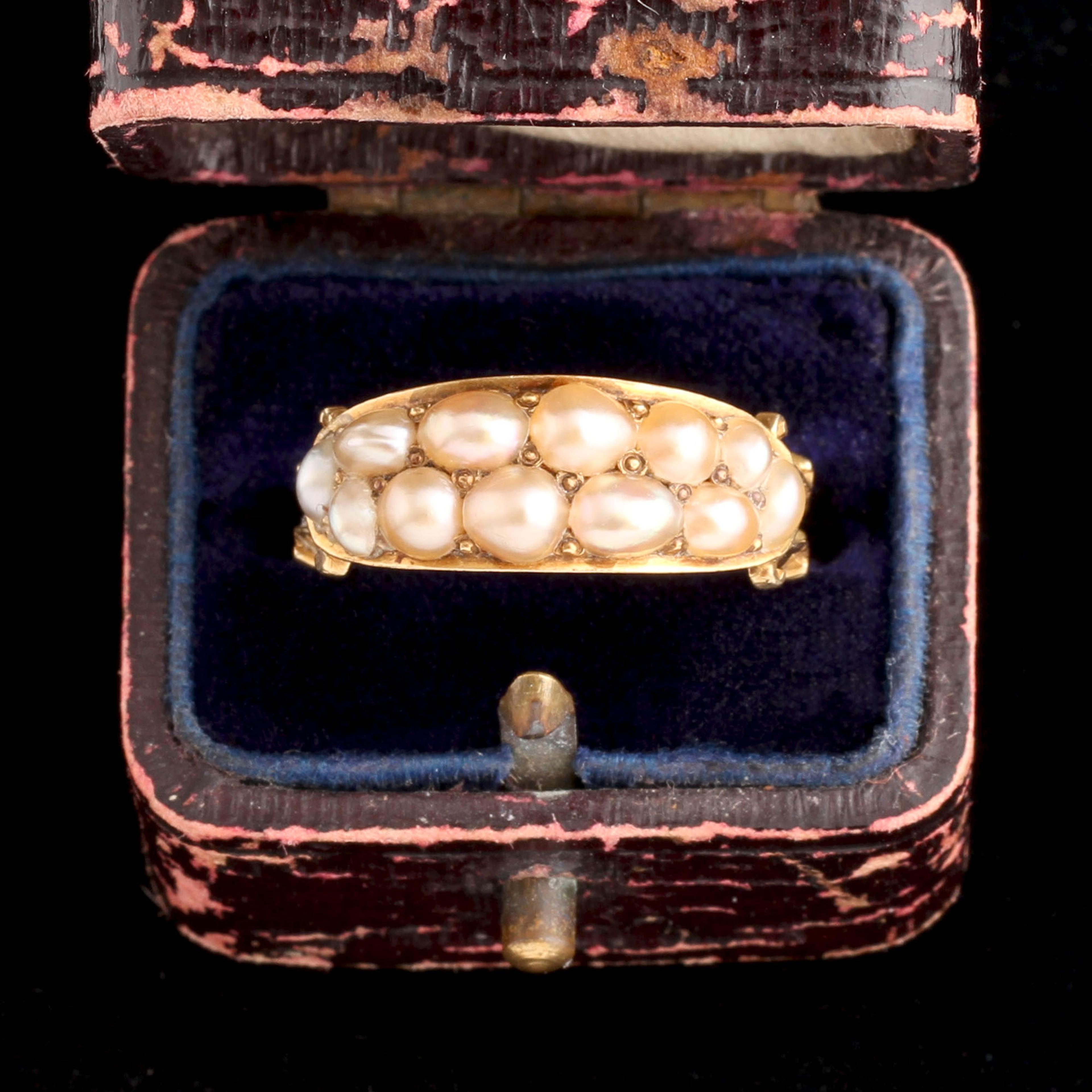 Detail of Early Victorian Double Row Pearl Ring