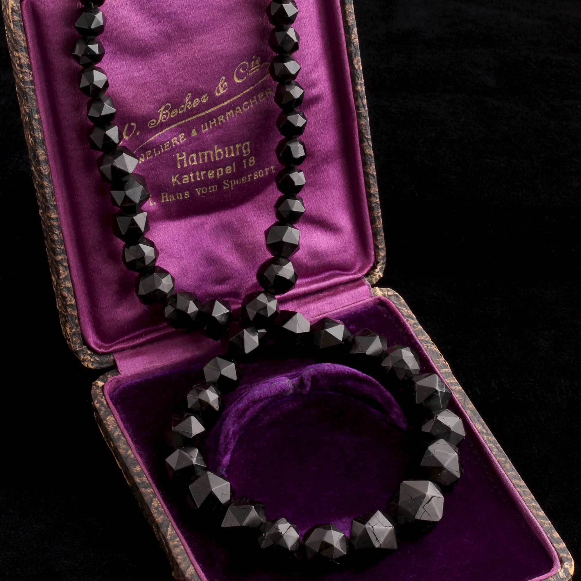 Victorian Beaded Whitby Jet Mourning Necklace