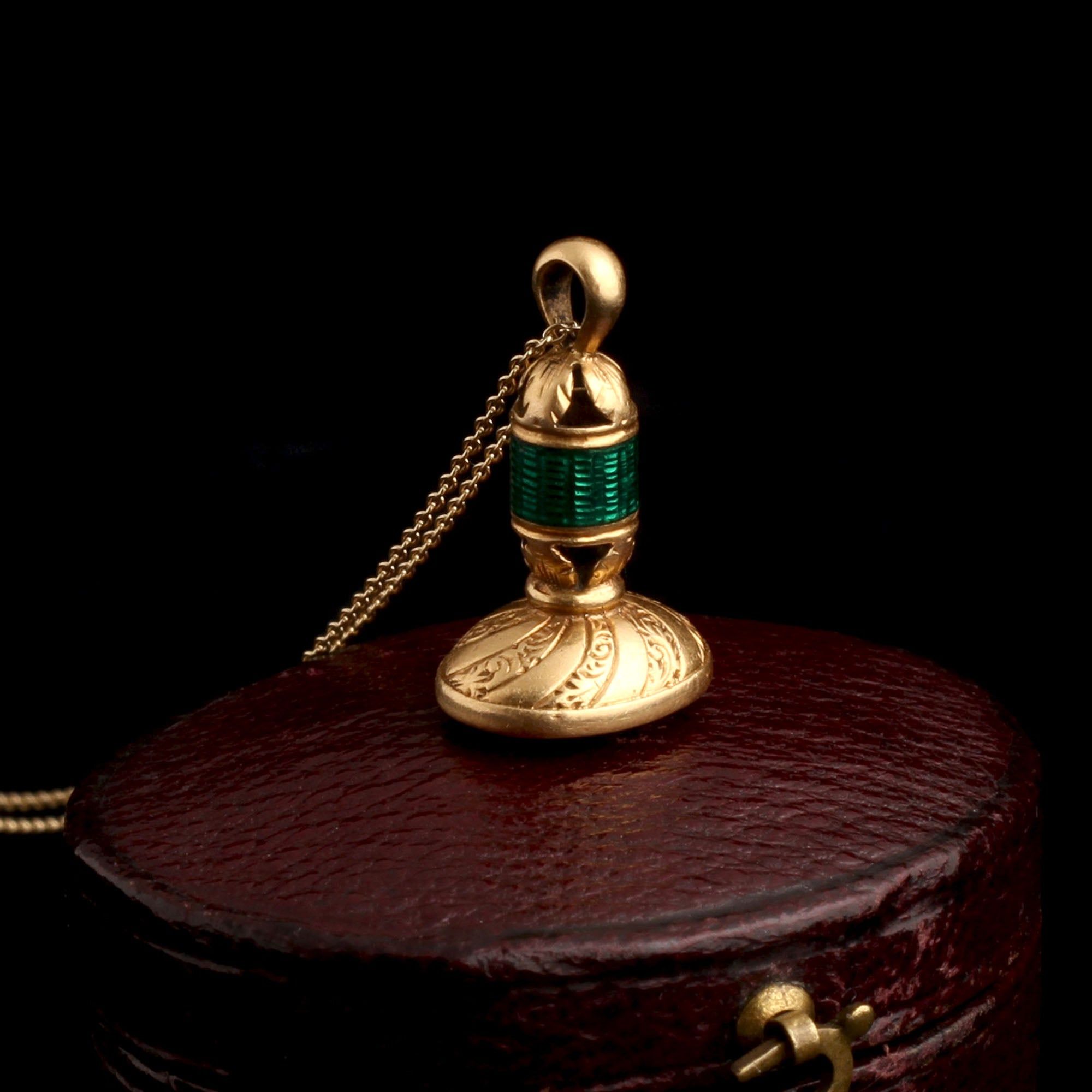 Early 19th Century French Gold & Enamel "P" Wax Seal Necklace