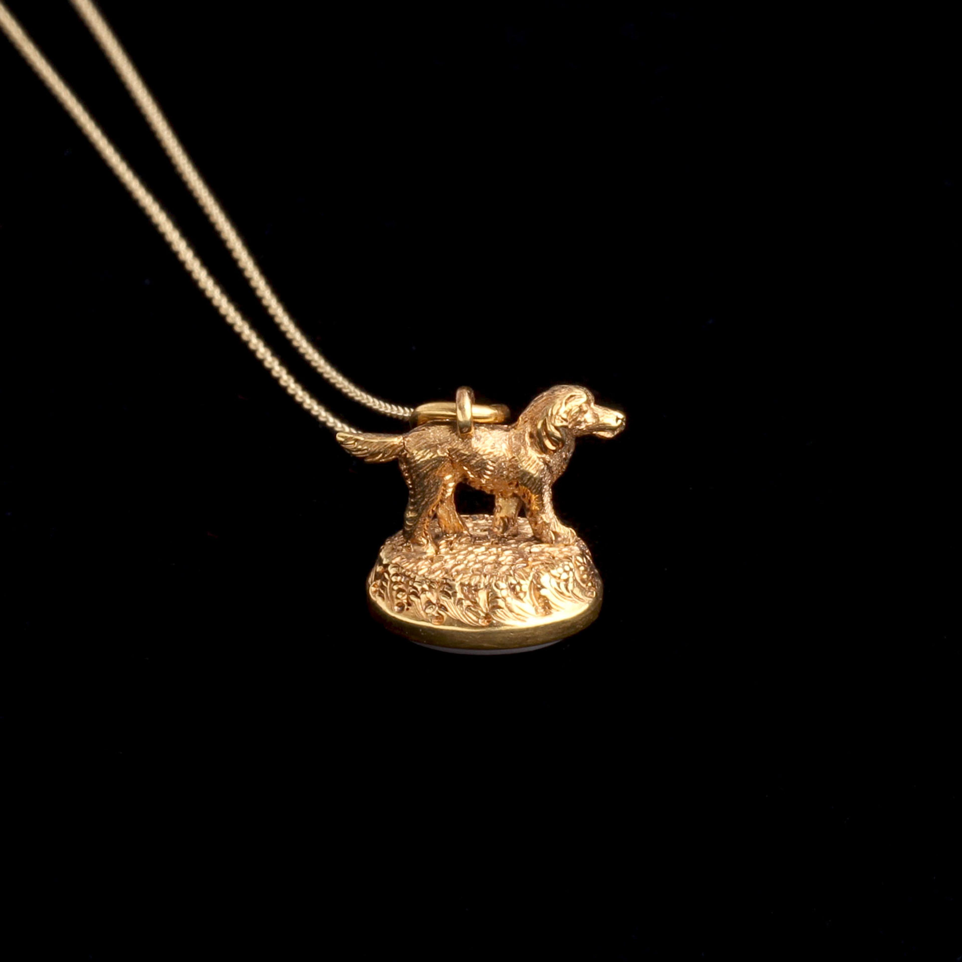 Victorian Spaniel Fob Necklace
