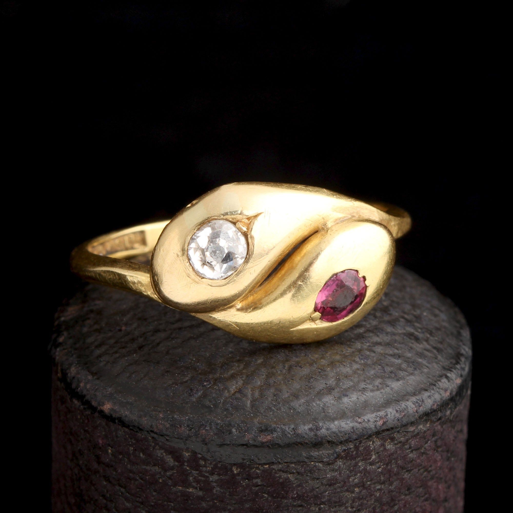 Victorian Ruby & Diamond Entwined Snakes Ring