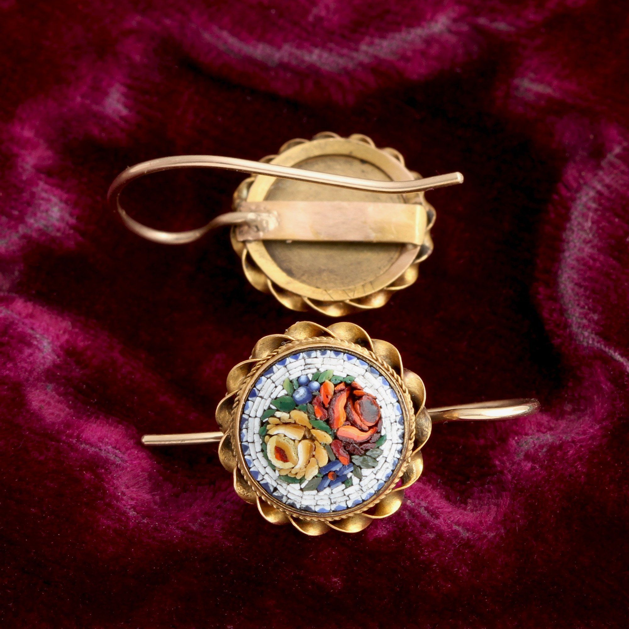 Victorian Micromosaic Flower Earrings