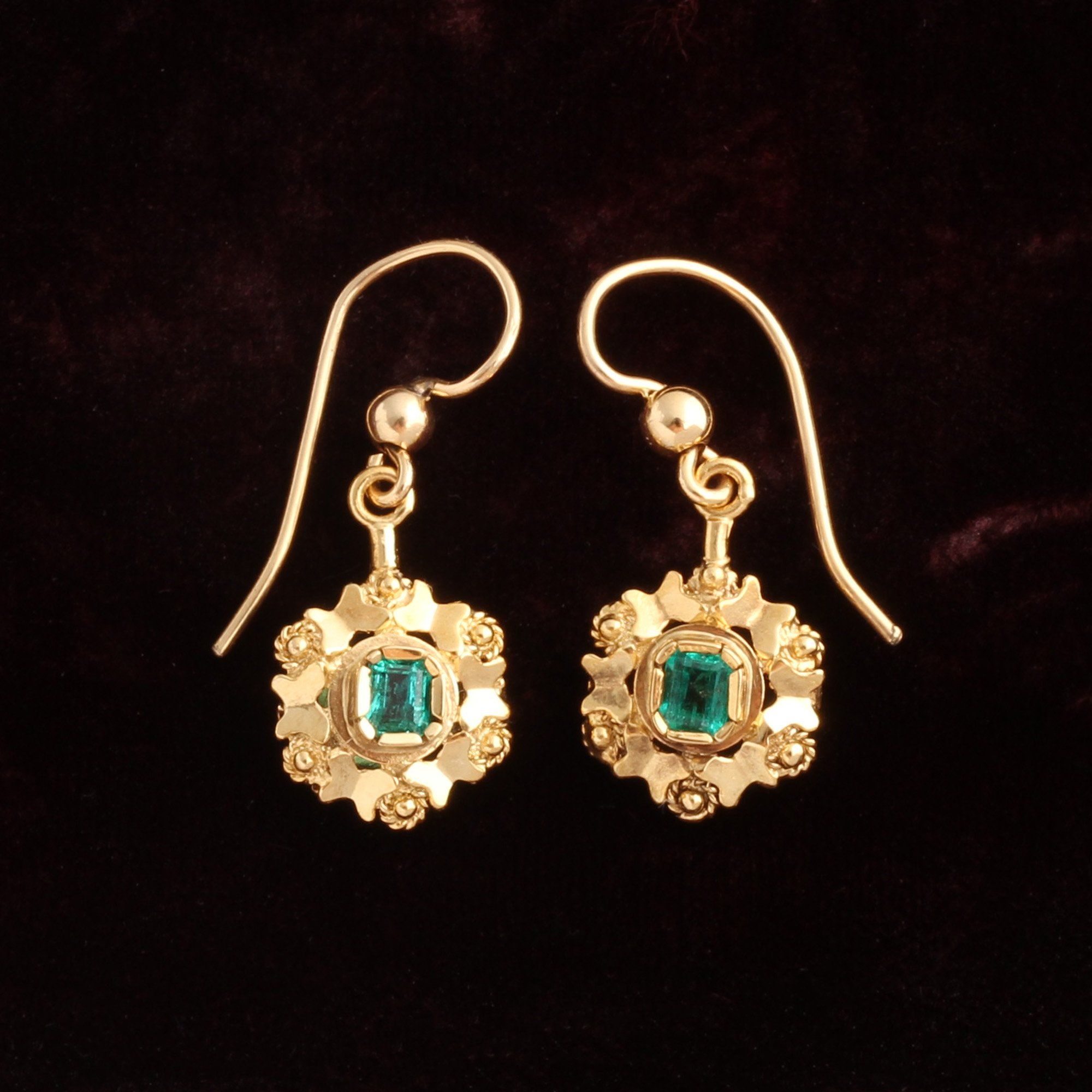 Victorian Emerald & Cannetille Earrings