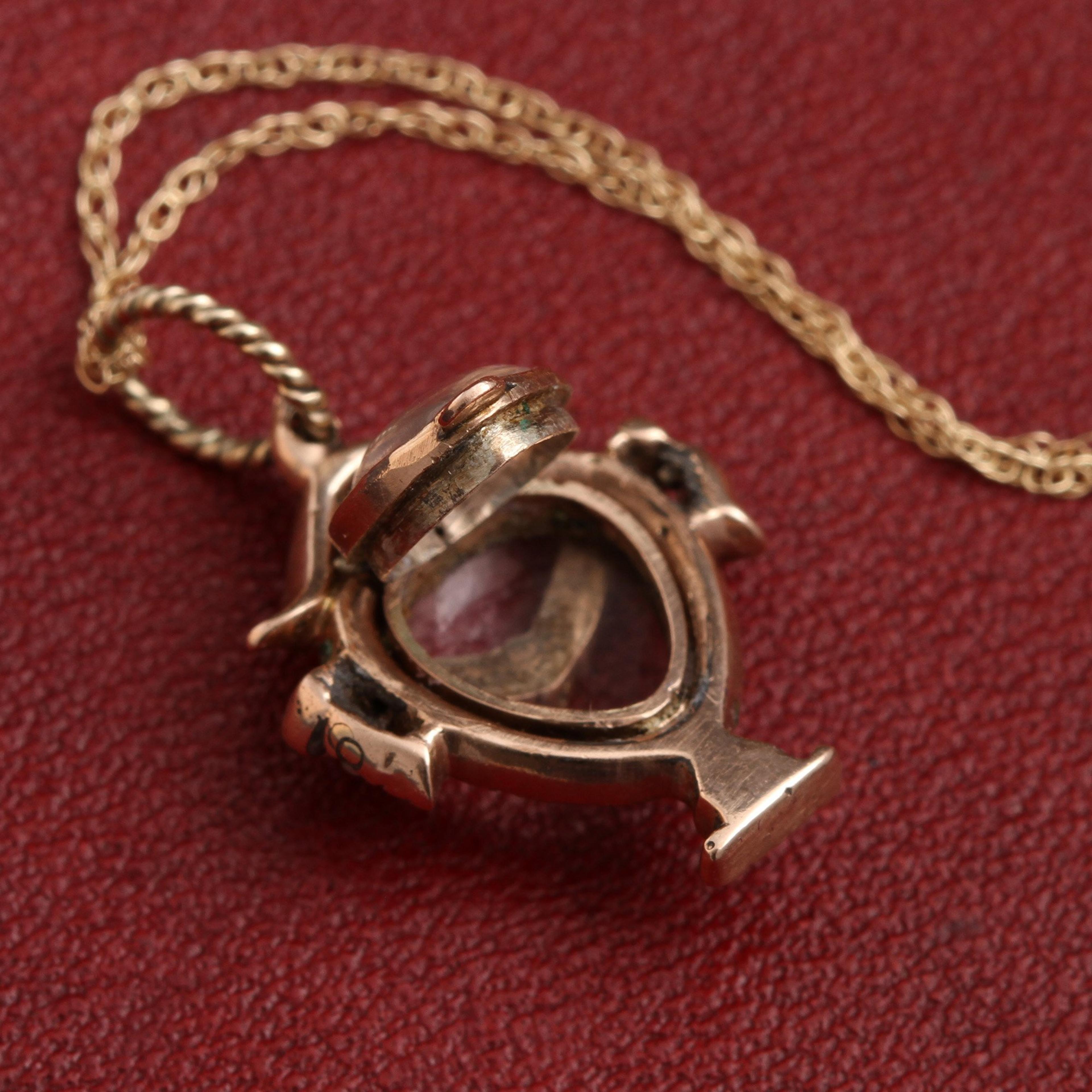 Detail of Early Victorian Ruby, Garnet and Pearl Urn Locket