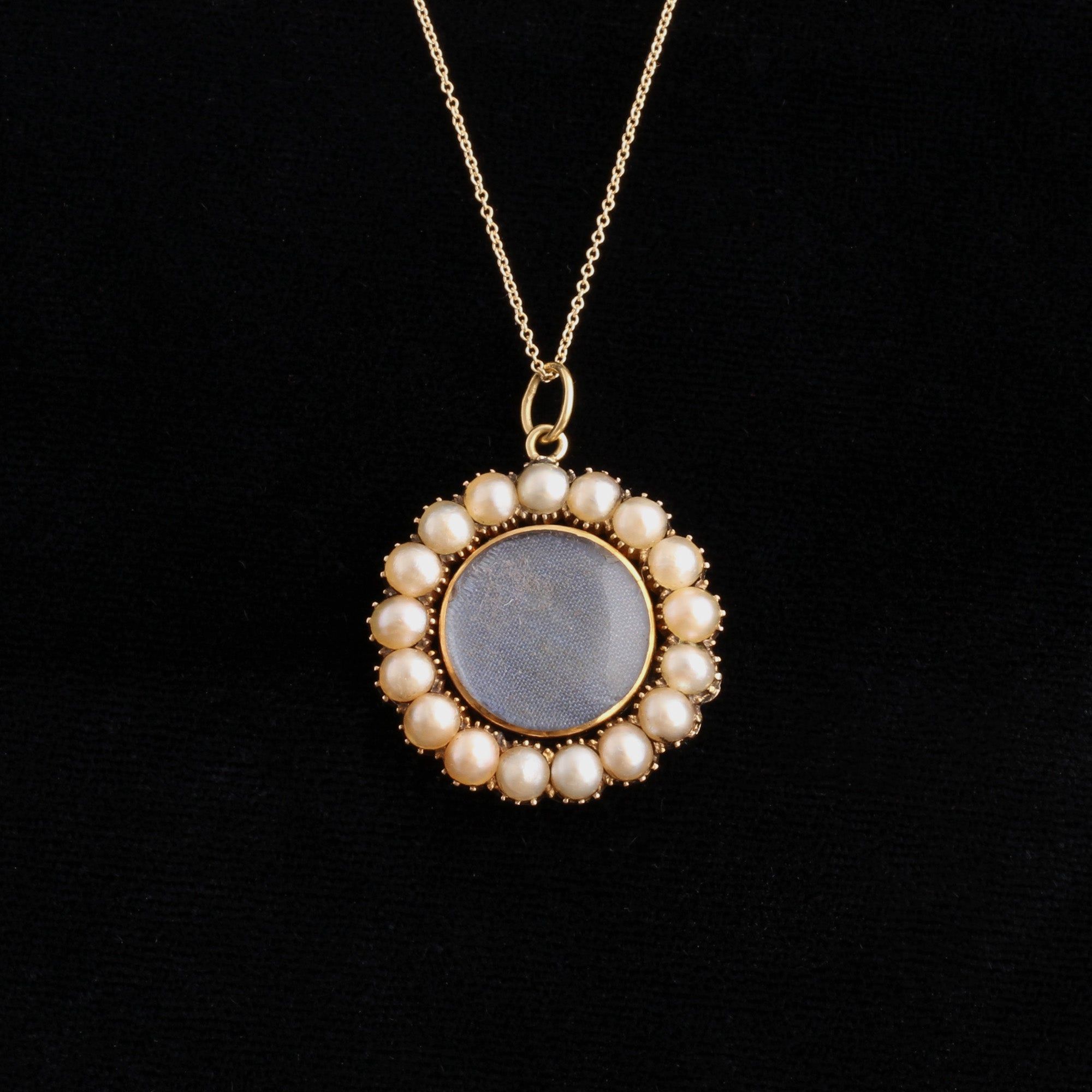 Early Victorian Pearl Locket Necklace