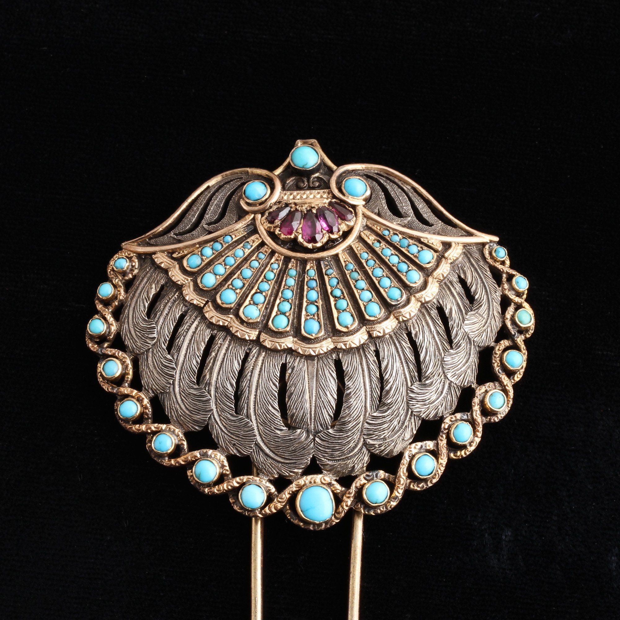 Detail of Art Nouveau Shell & Feather Hair Ornament