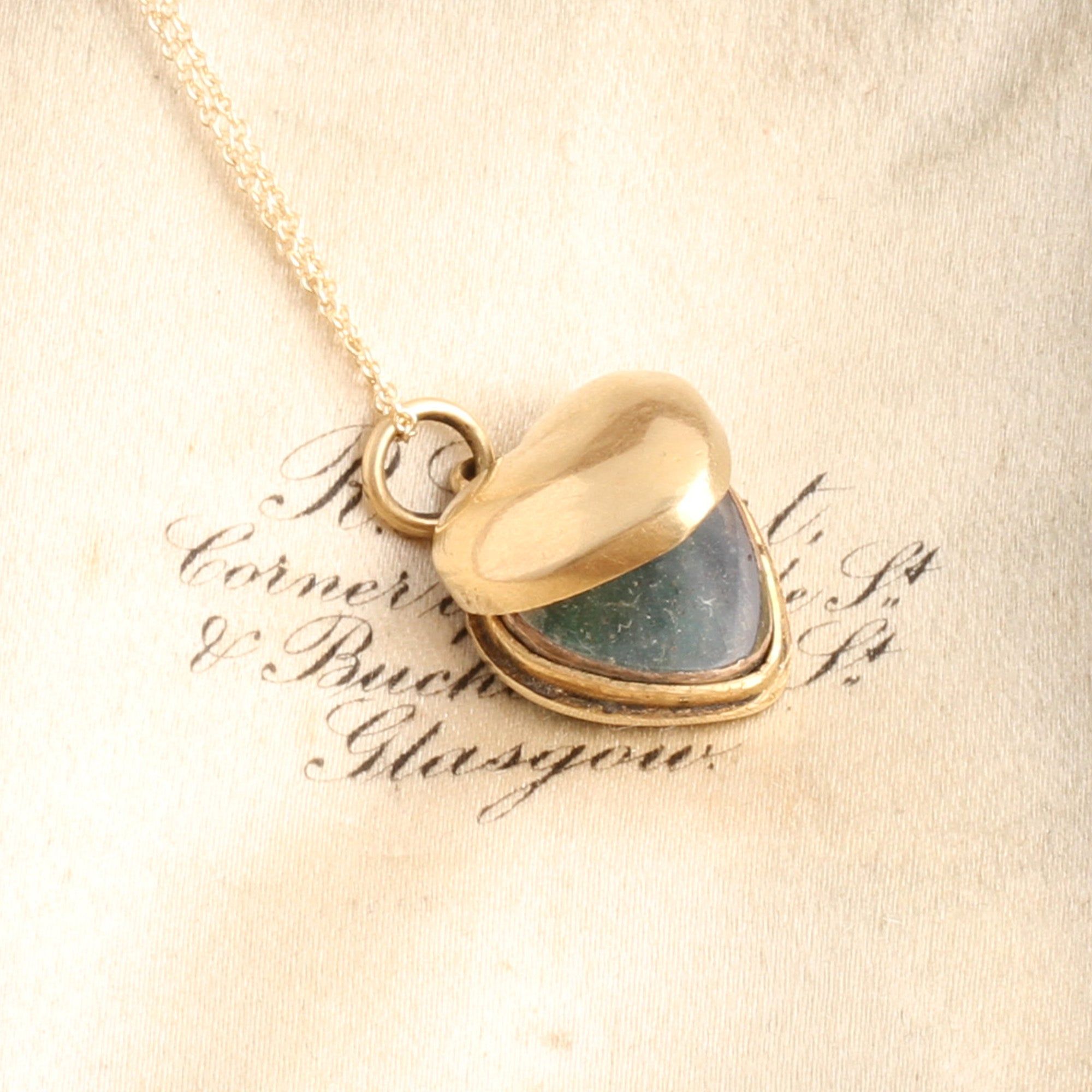 Victorian Malachite Heart Locket