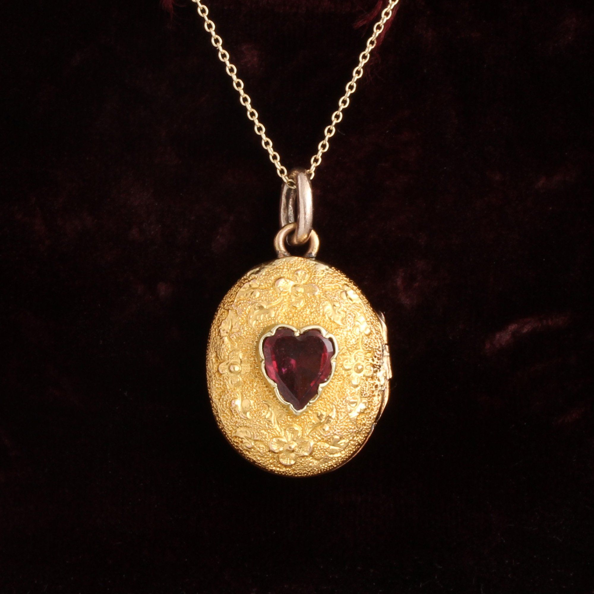 Victorian Garnet Heart Locket