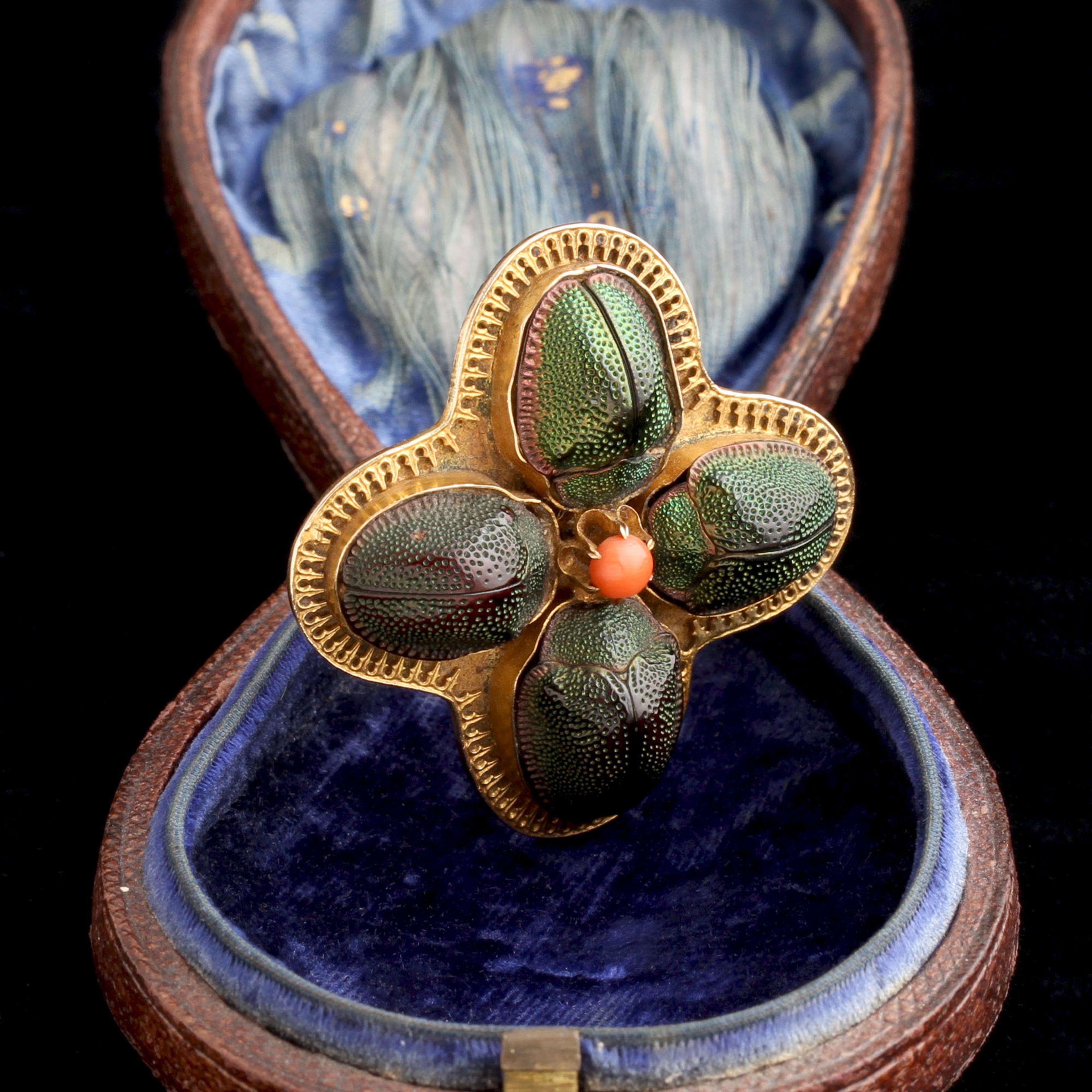 Detail of Victorian Quatrefoil Beetle Brooch/Pendant