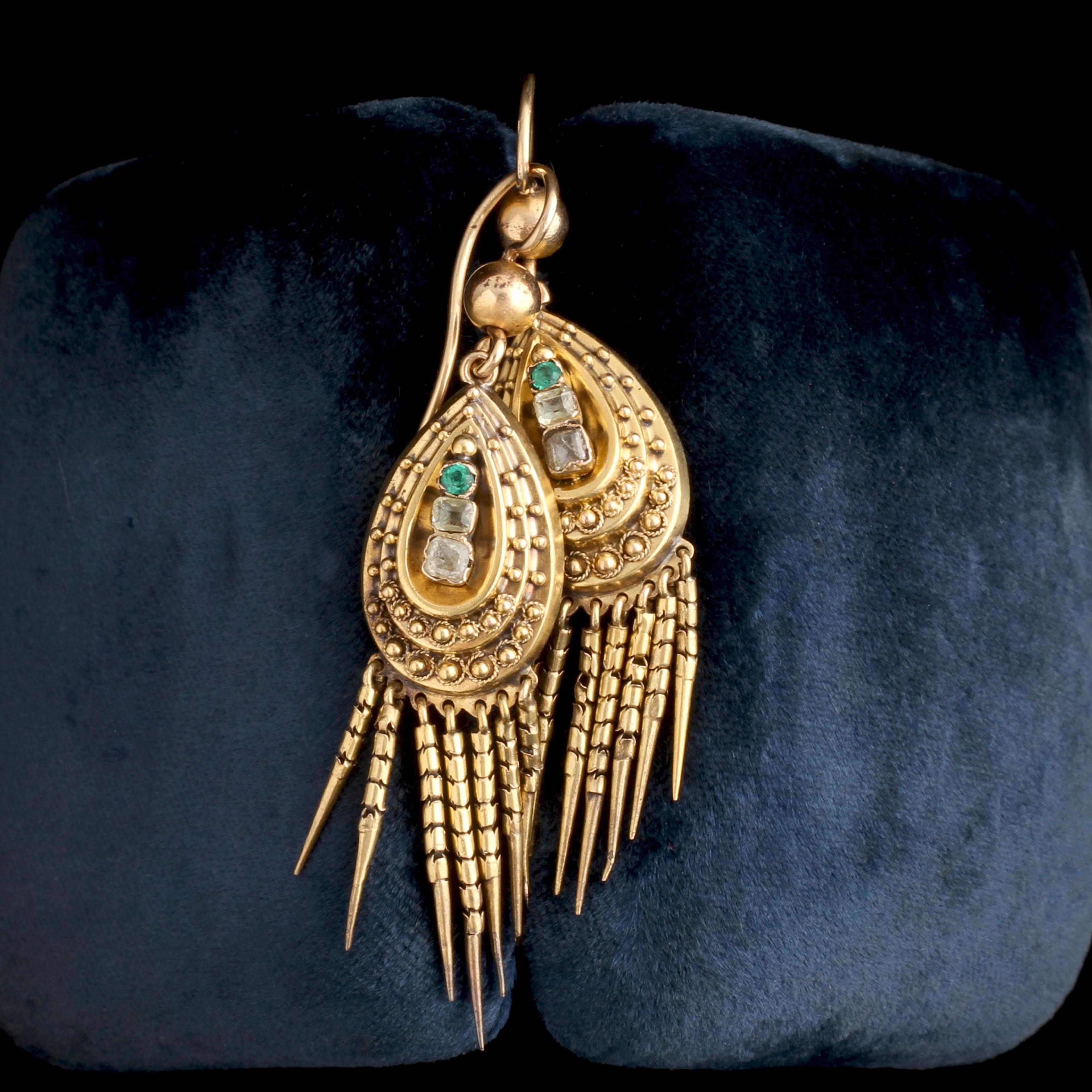 Victorian Gemstone Fringe Earrings 