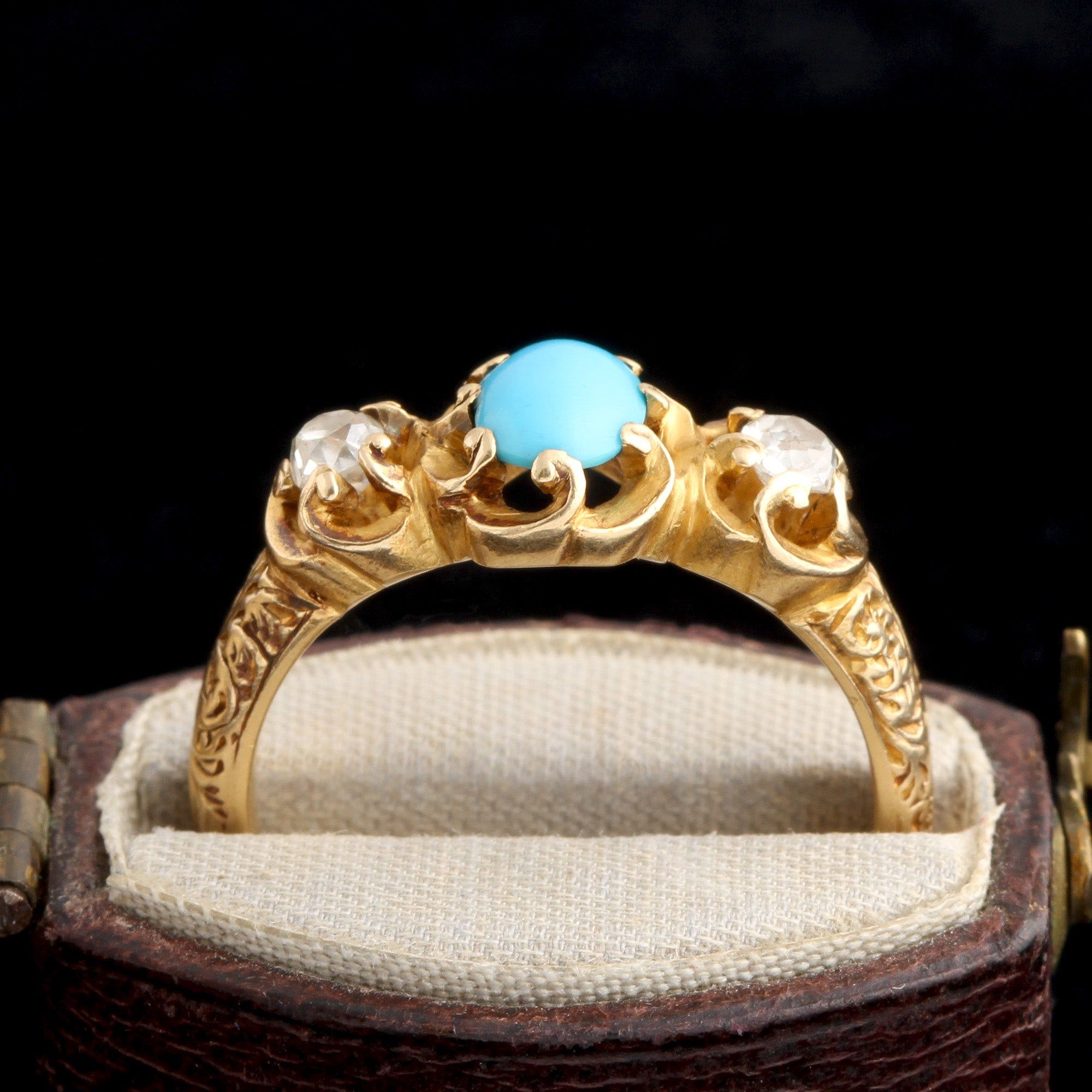 Victorian Turquoise & Diamond Three Stone Ring