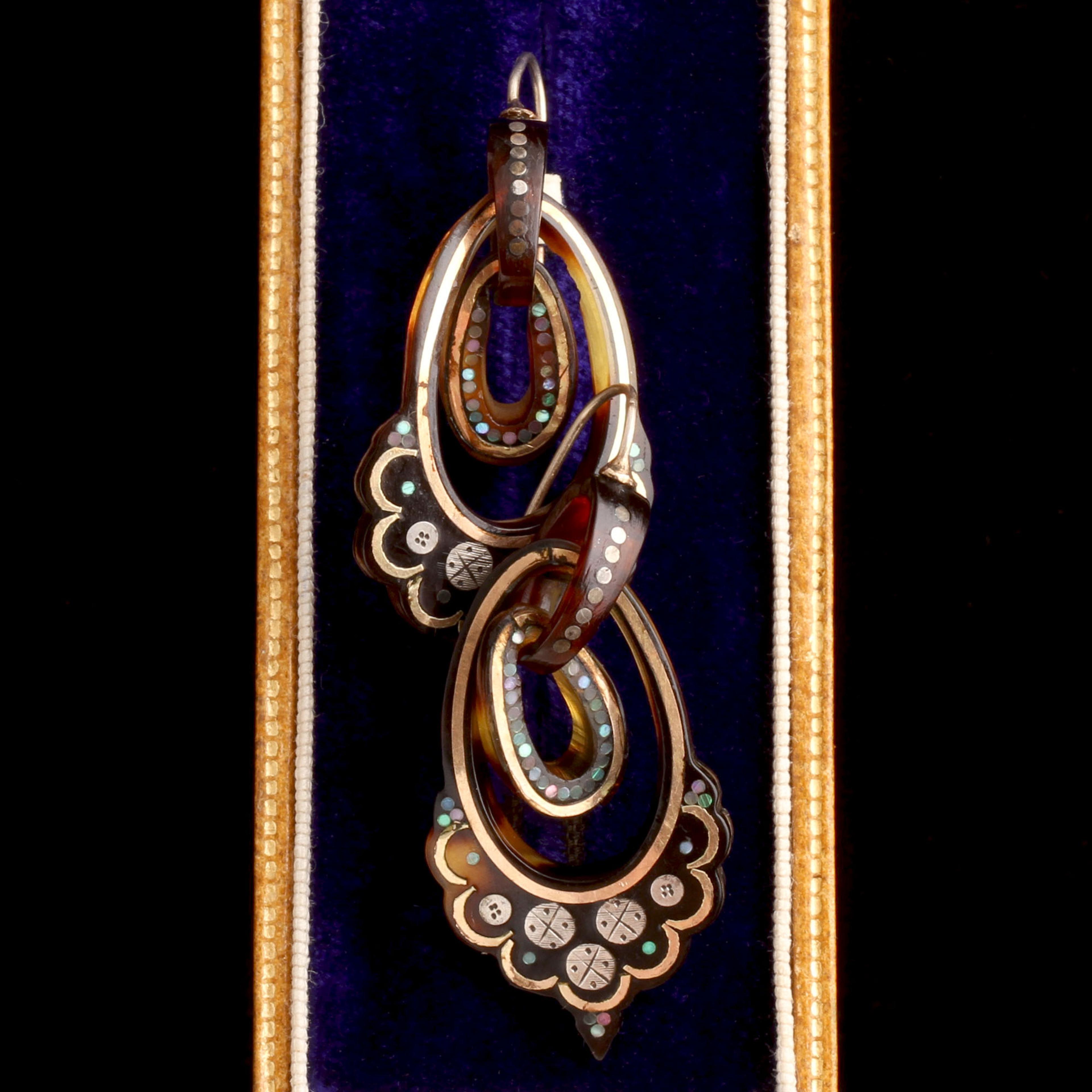 Victorian Pique & Mother of Pearl Earrings