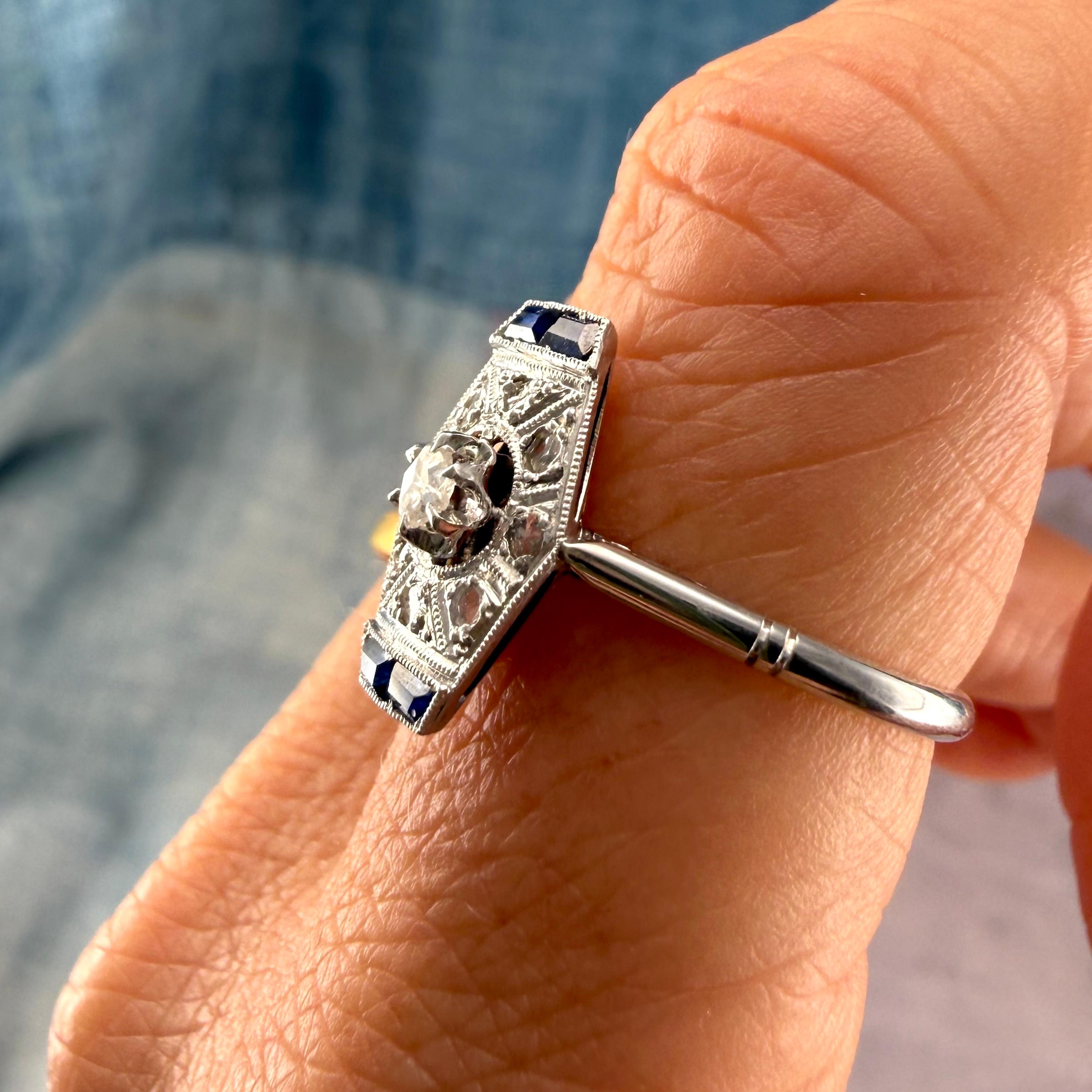 French Deco "Marquise" Sapphire Ring