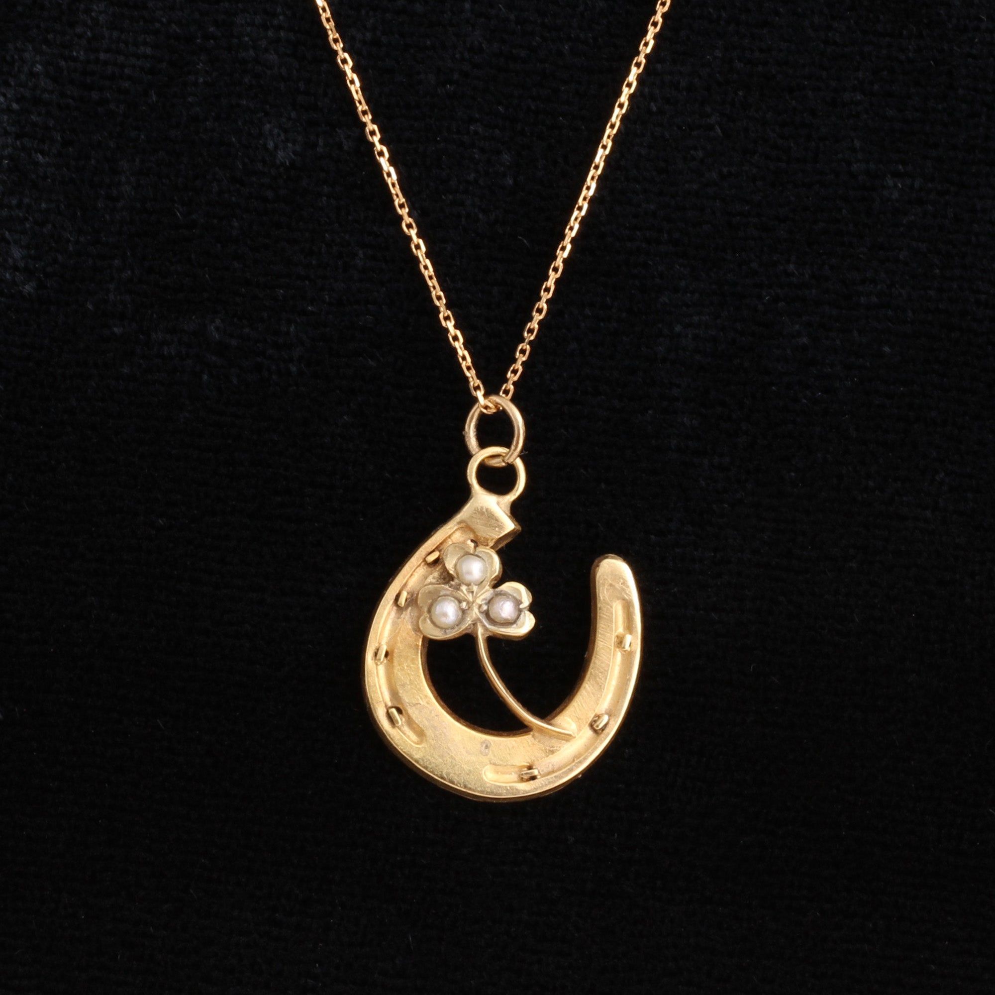 Victorian Horseshoe & Clover Necklace
