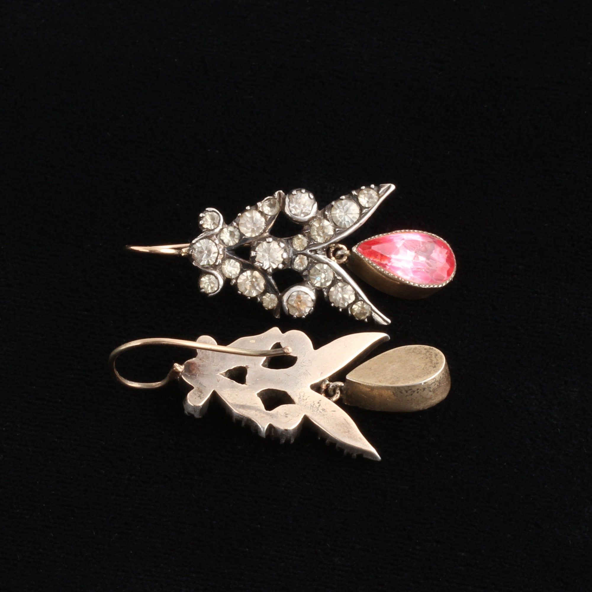 Detail of Georgian Pink & White Paste Earrings