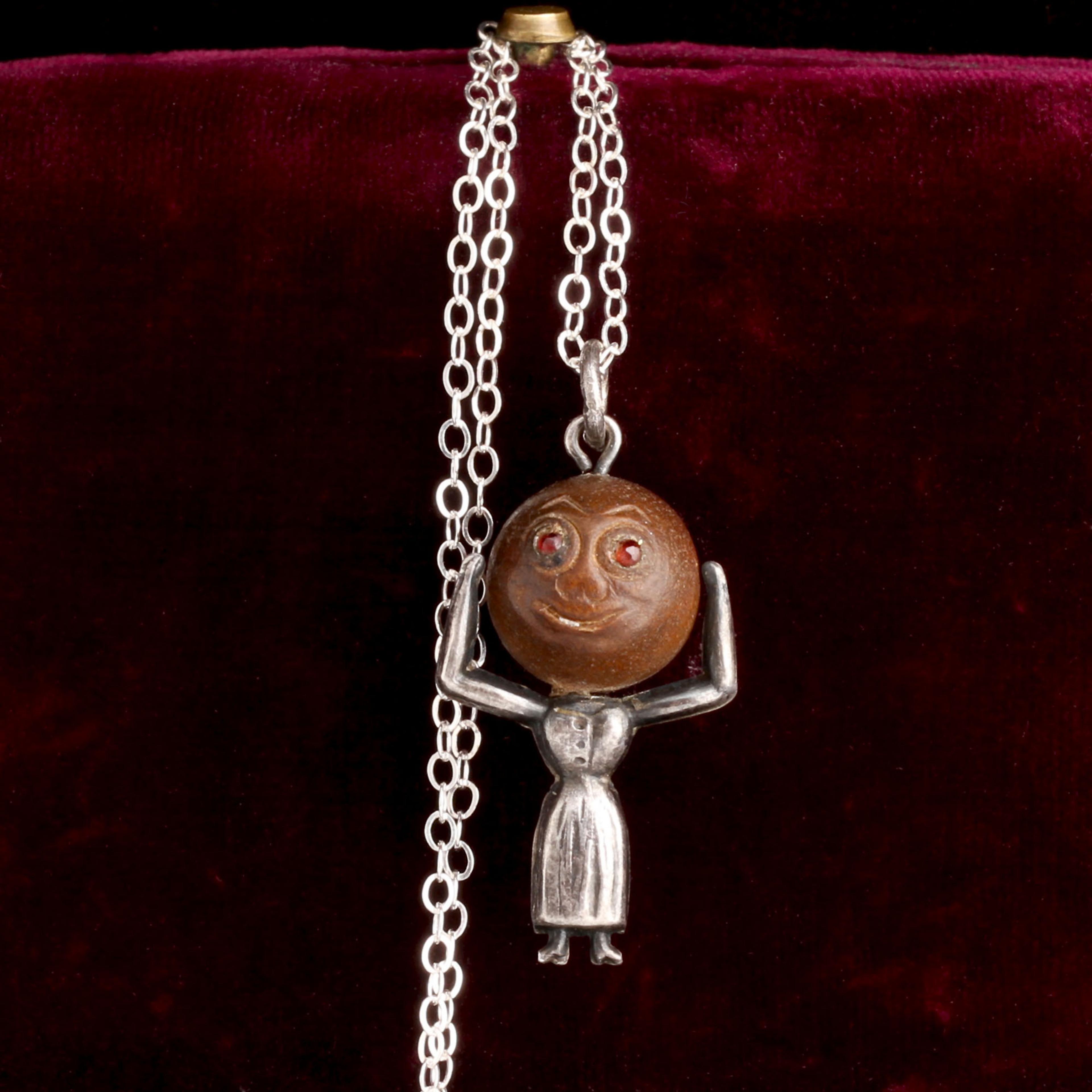 WWI Era "Touch Wud" Lucky Charm Necklace