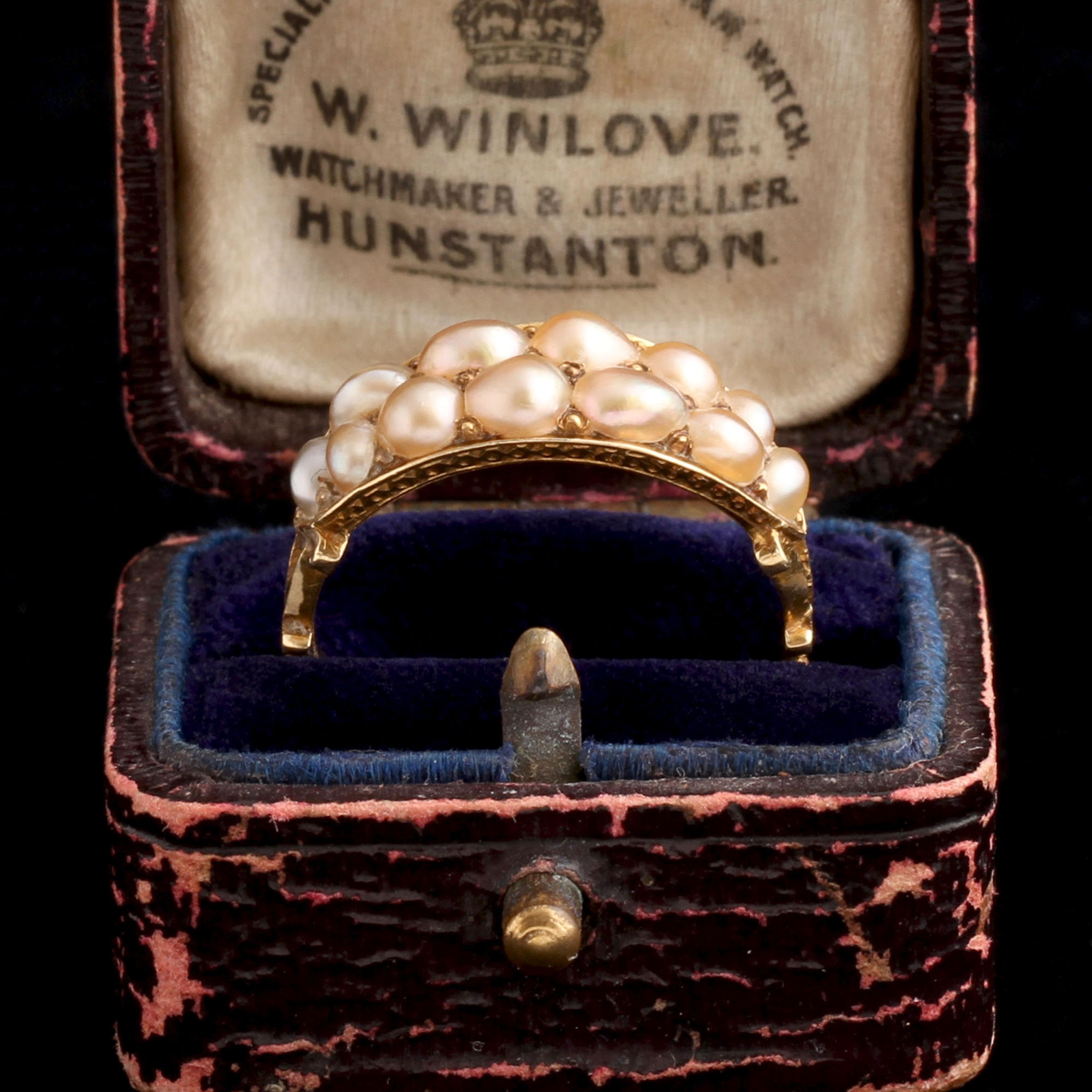 Detail of Early Victorian Double Row Pearl Ring
