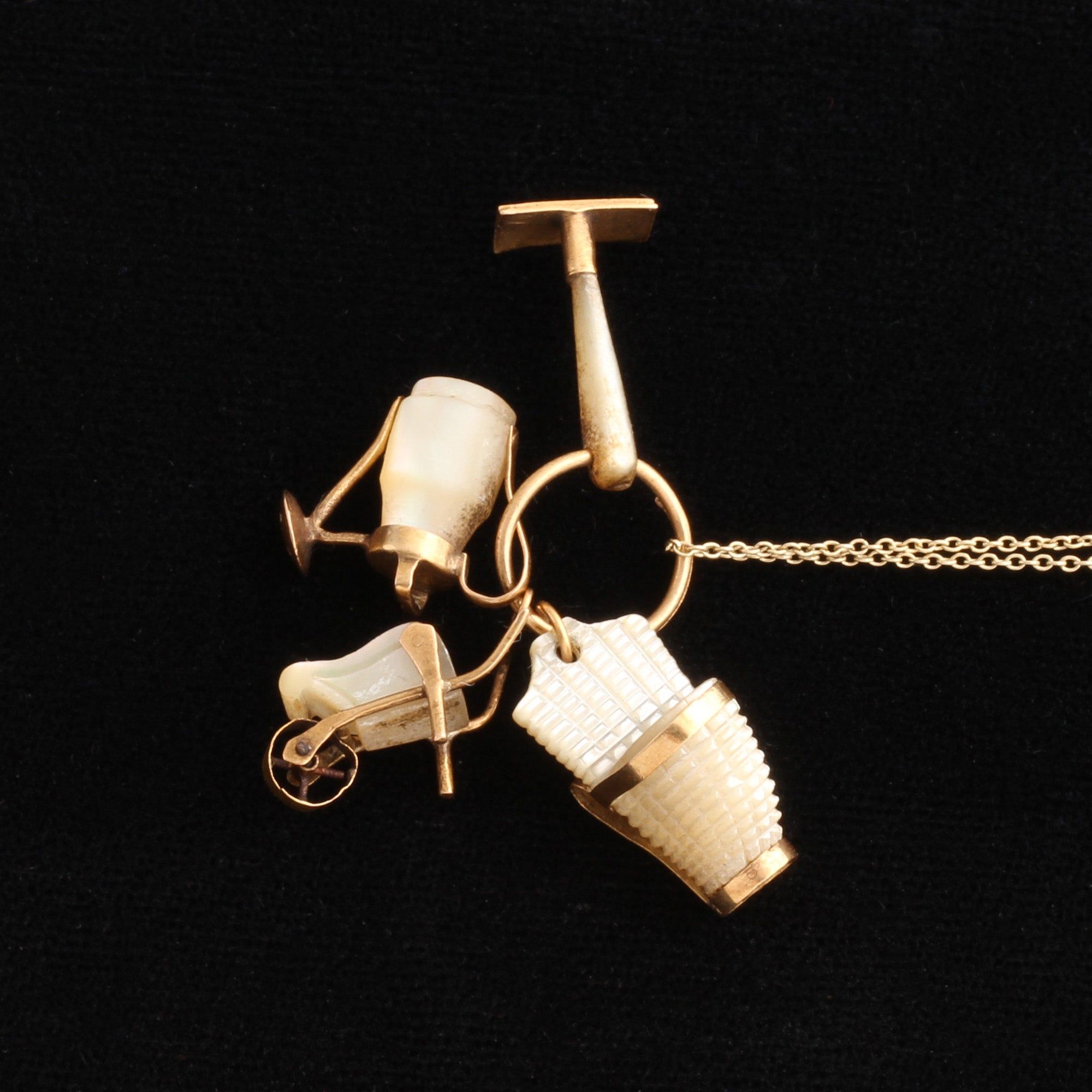Victorian Mother of Pearl Garden Tool Charms