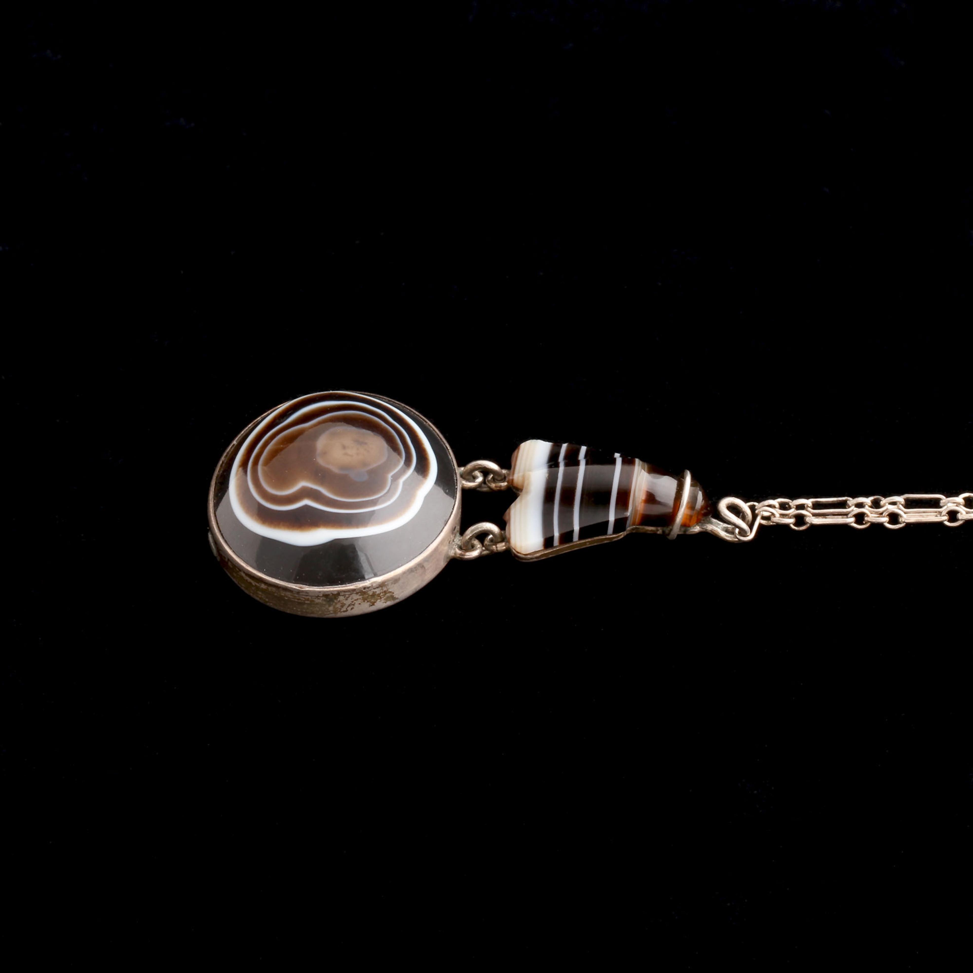 Victorian Banded Agate Fly Necklace