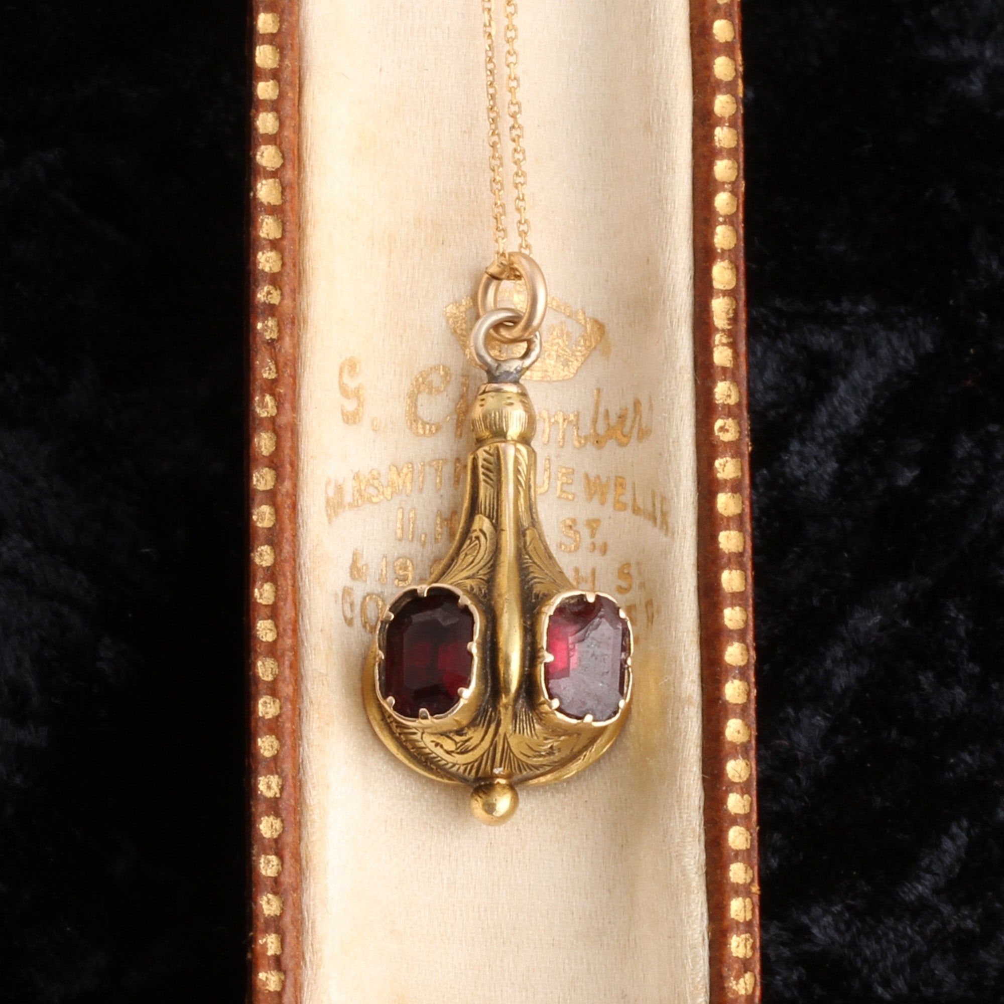 Victorian Twin Garnet Lute-Shaped Locket