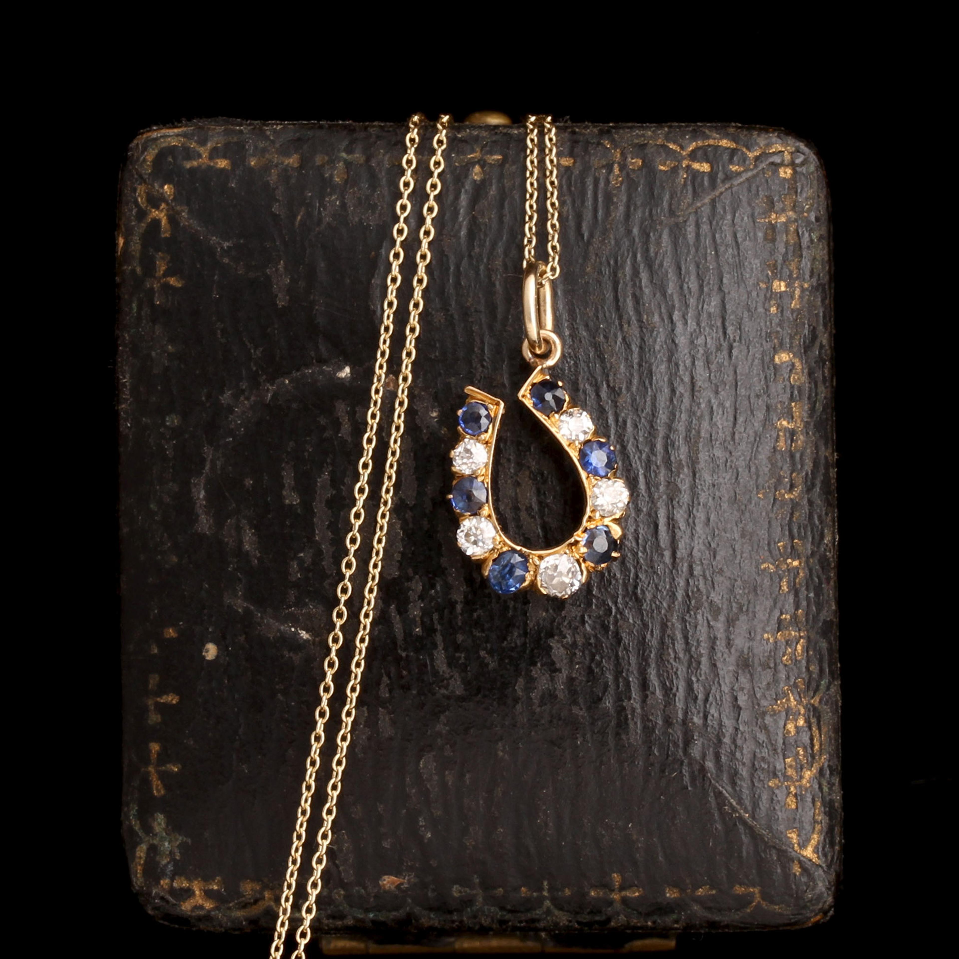 Late Victorian Sapphire & Diamond Horseshoe Necklace