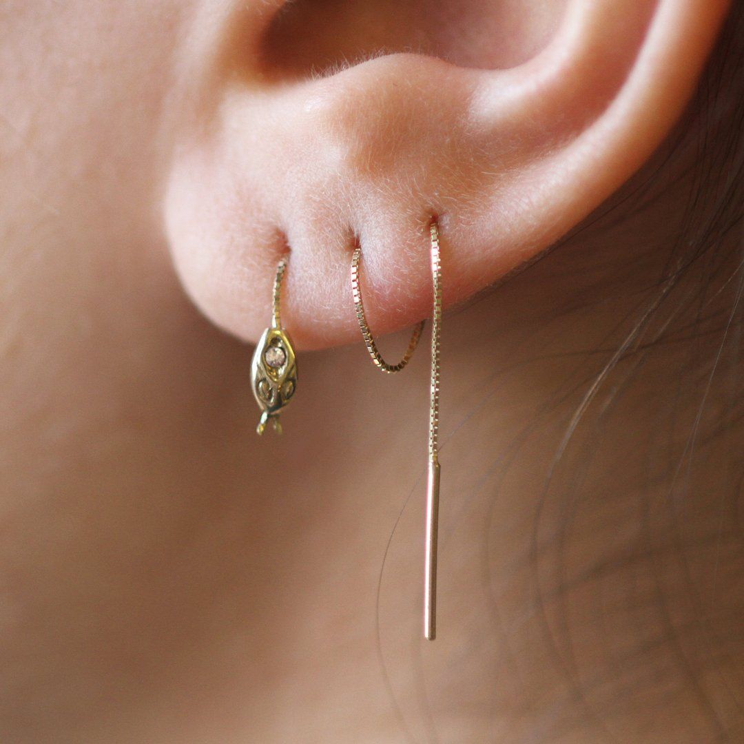 Snake Threader earring (14k Yellow Gold)