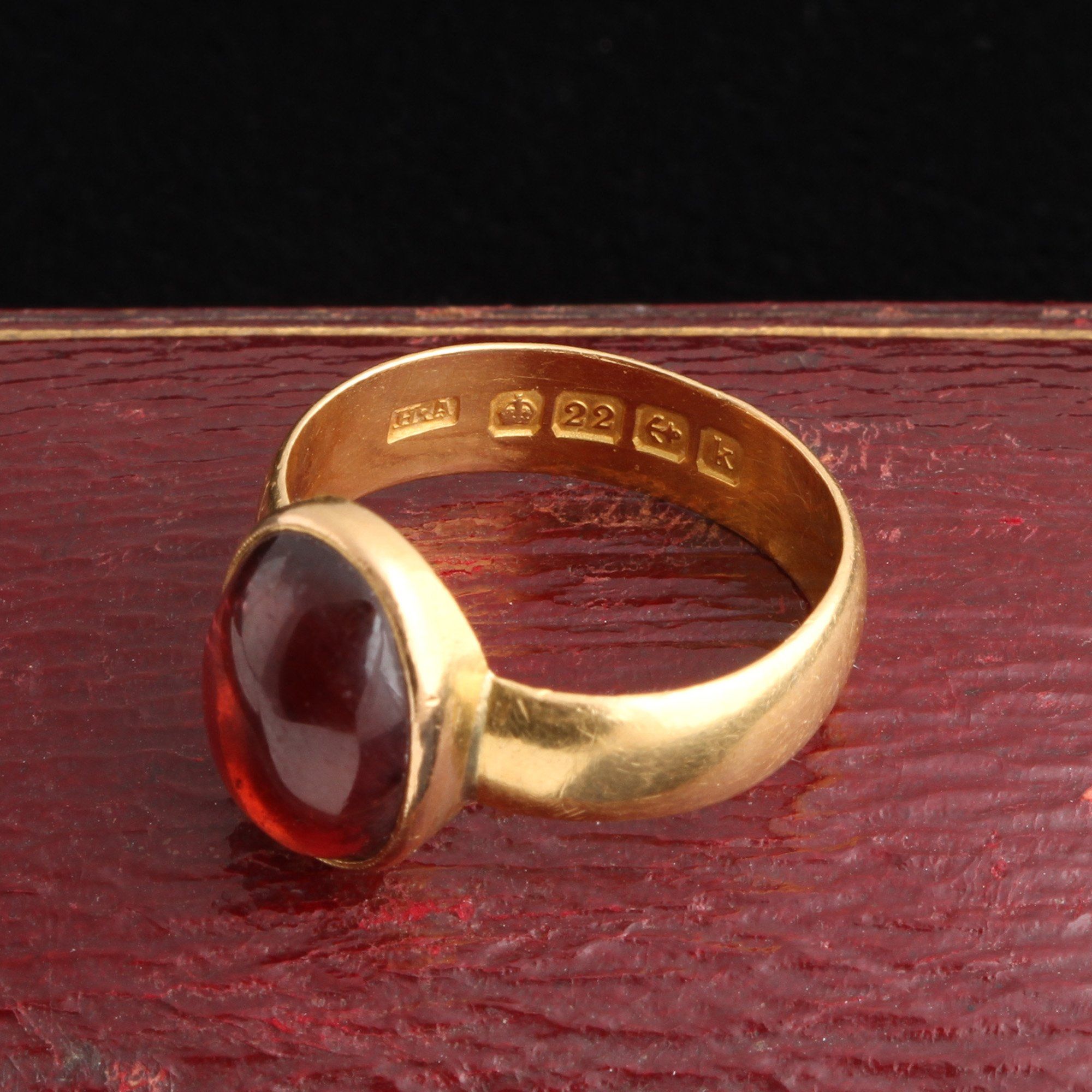 Edwardian 22k Gold Garnet Ring