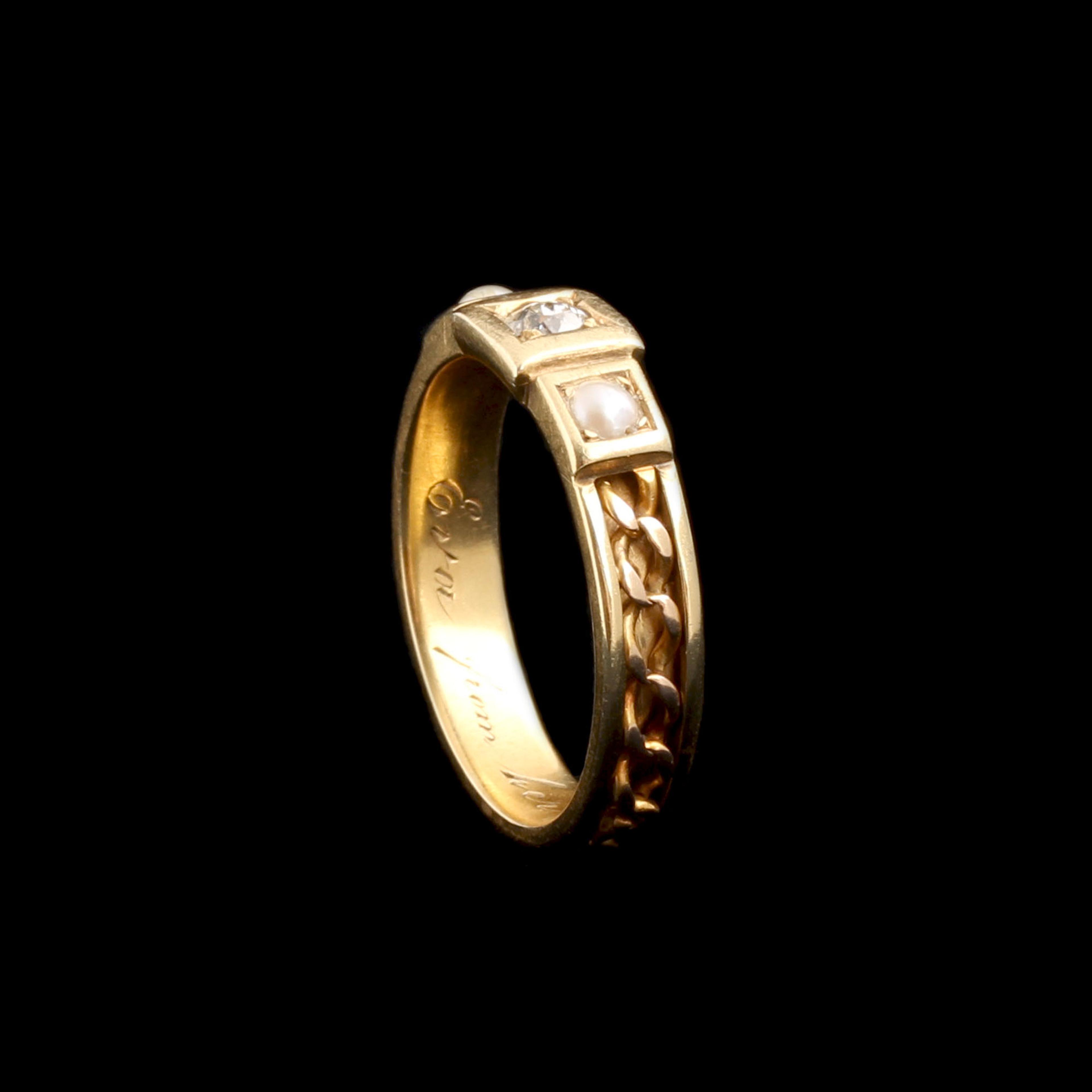 Victorian "Eva from her Mother" Diamond & Pearl Ring