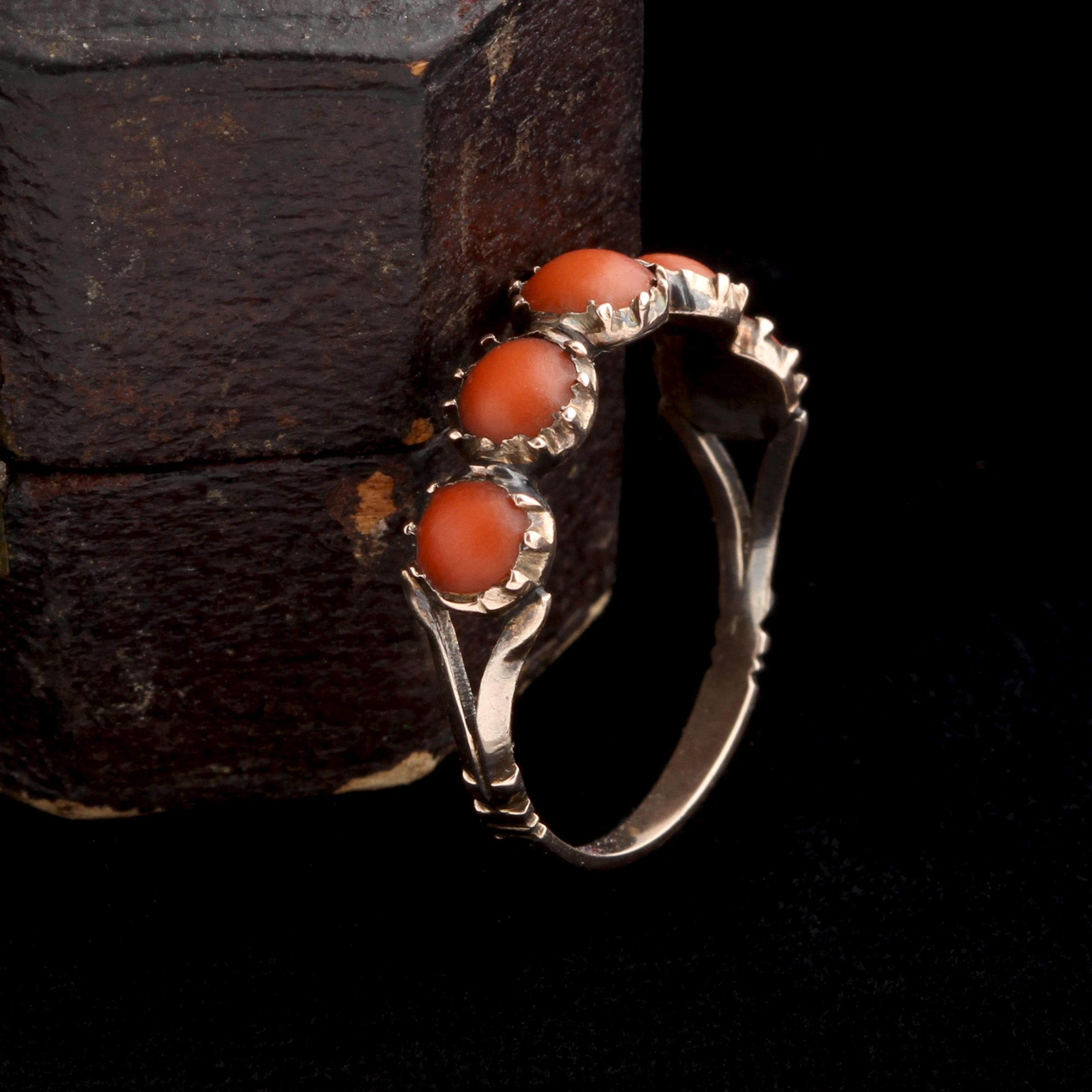 Detail of Georgian Coral Half Hoop Ring