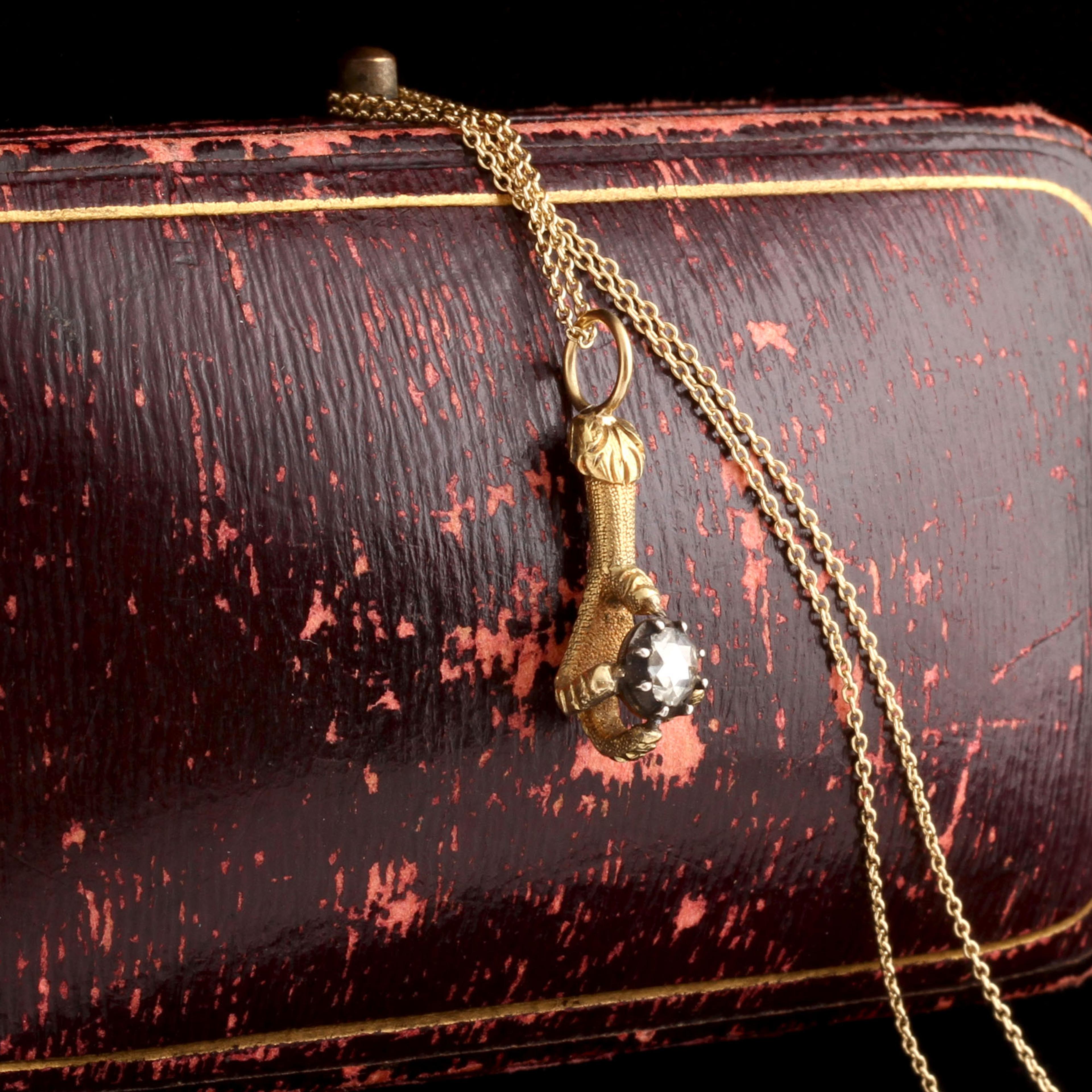 Detail of Victorian Diamond Talon Necklace