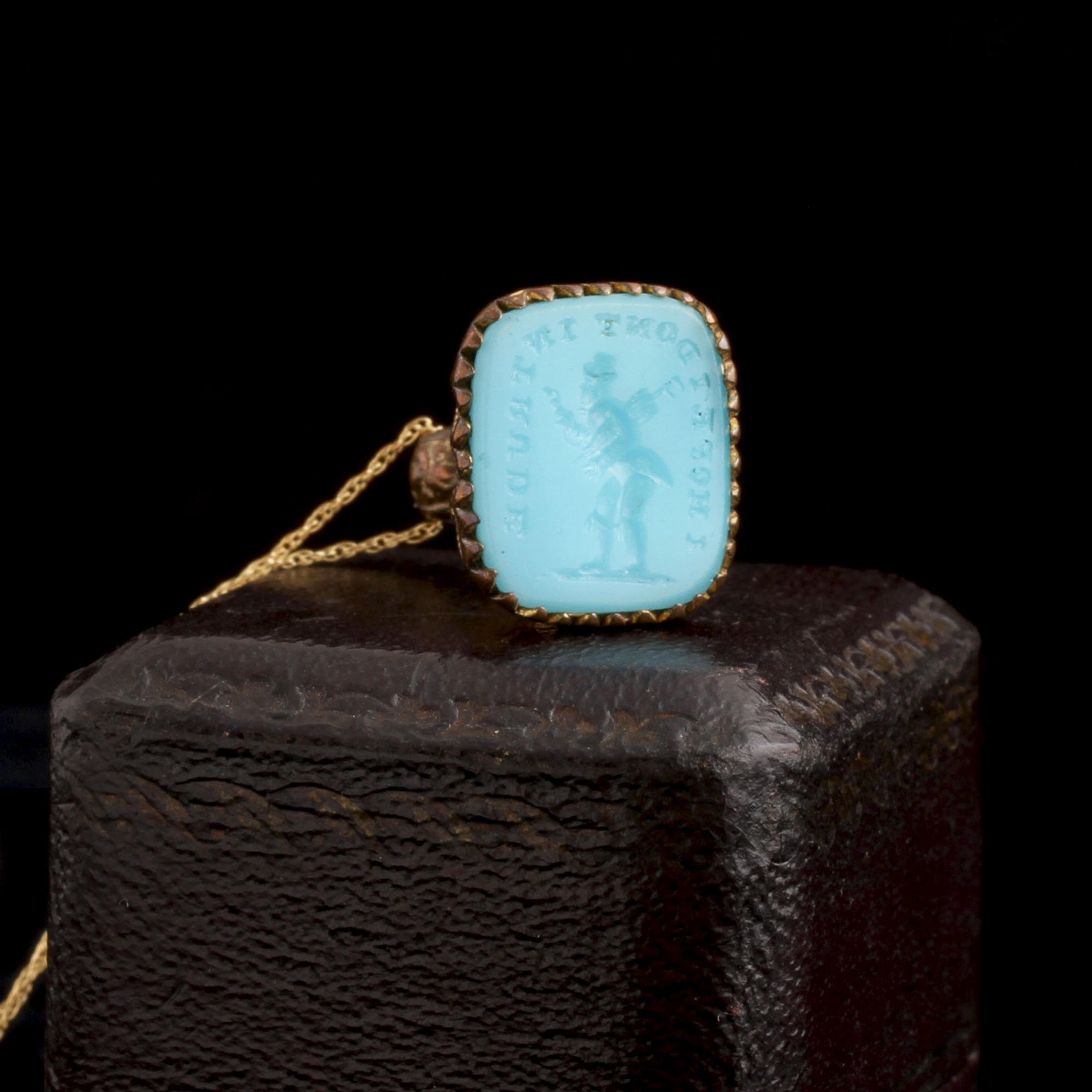 Early Victorian "I Hope I Don't Intrude" Wax Seal Necklace