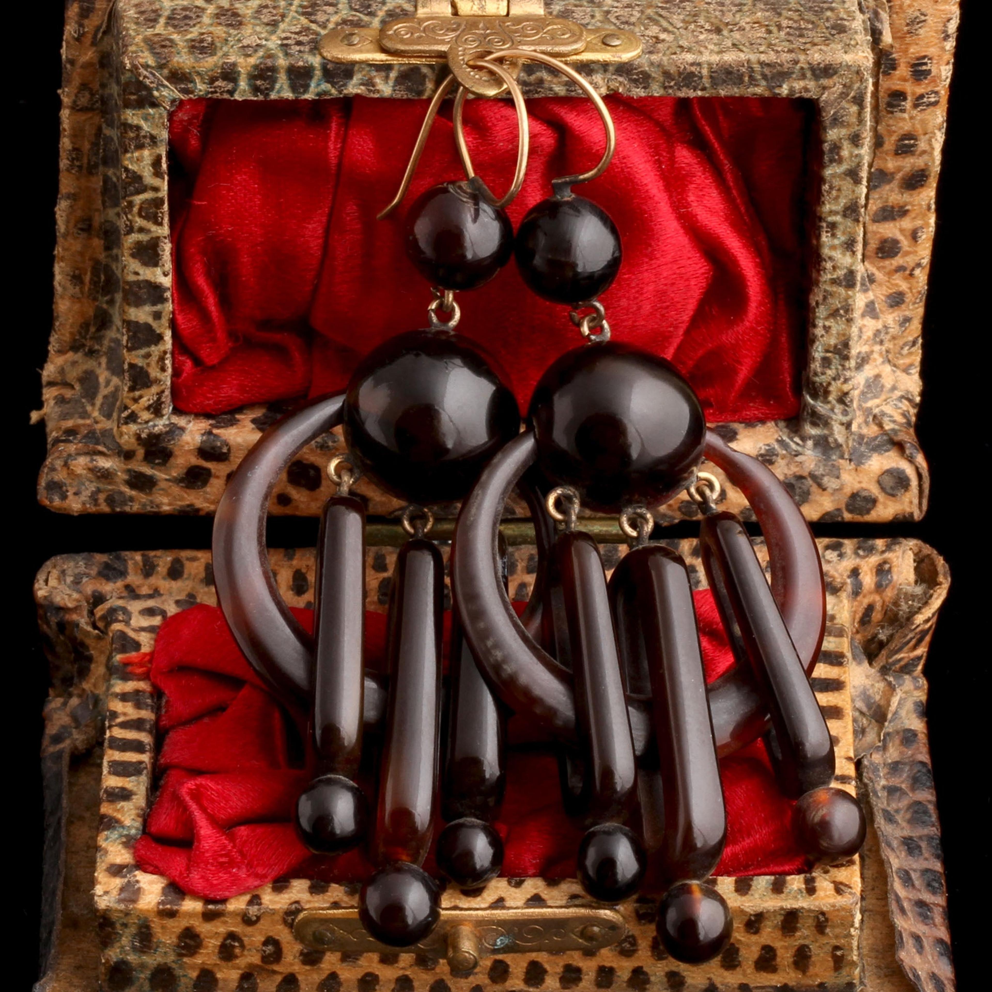 Victorian Sphere & Crescent Tortoiseshell Earrings