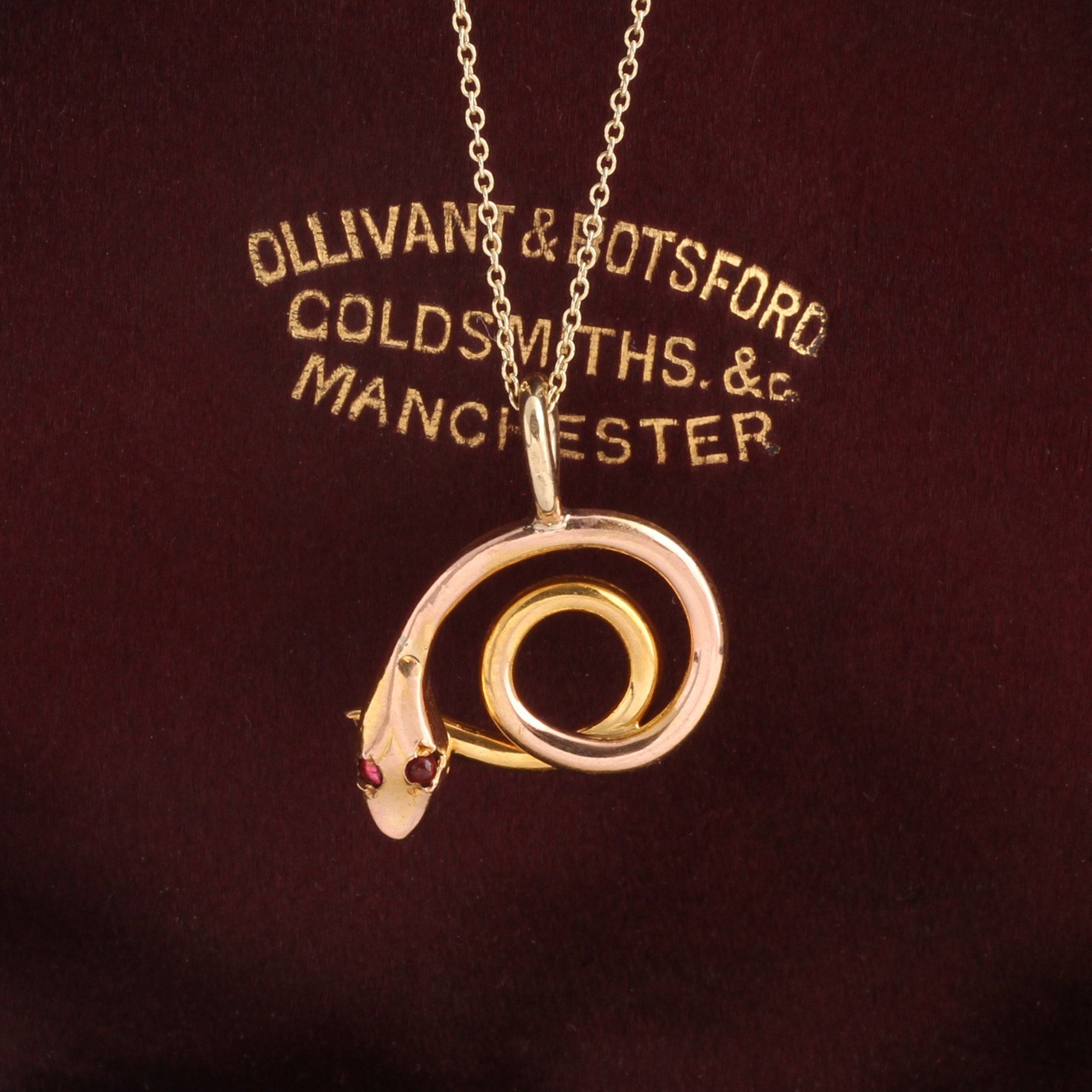 Victorian Coiled Snake Charm Necklace