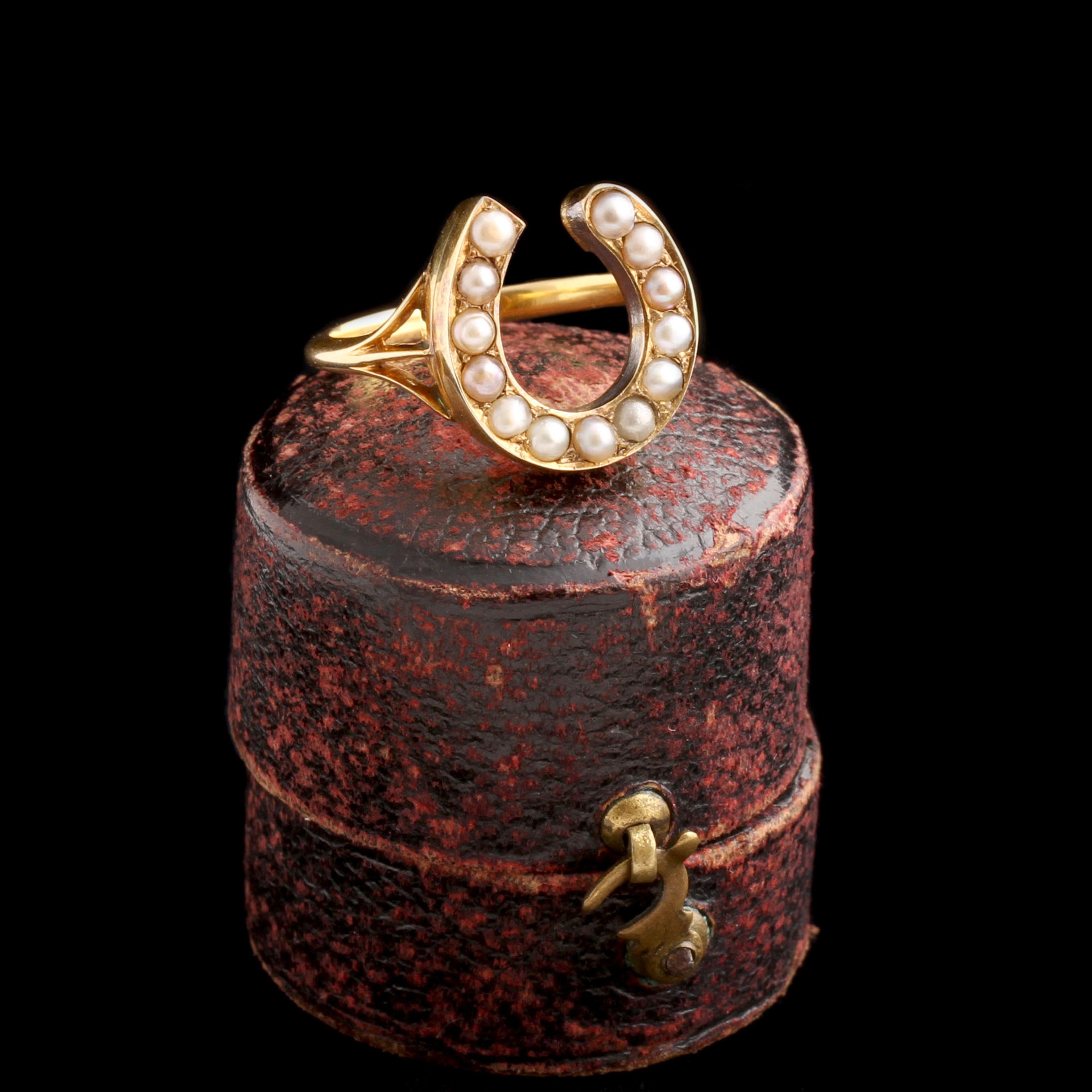 Late Victorian Seed Pearl Horseshoe Ring