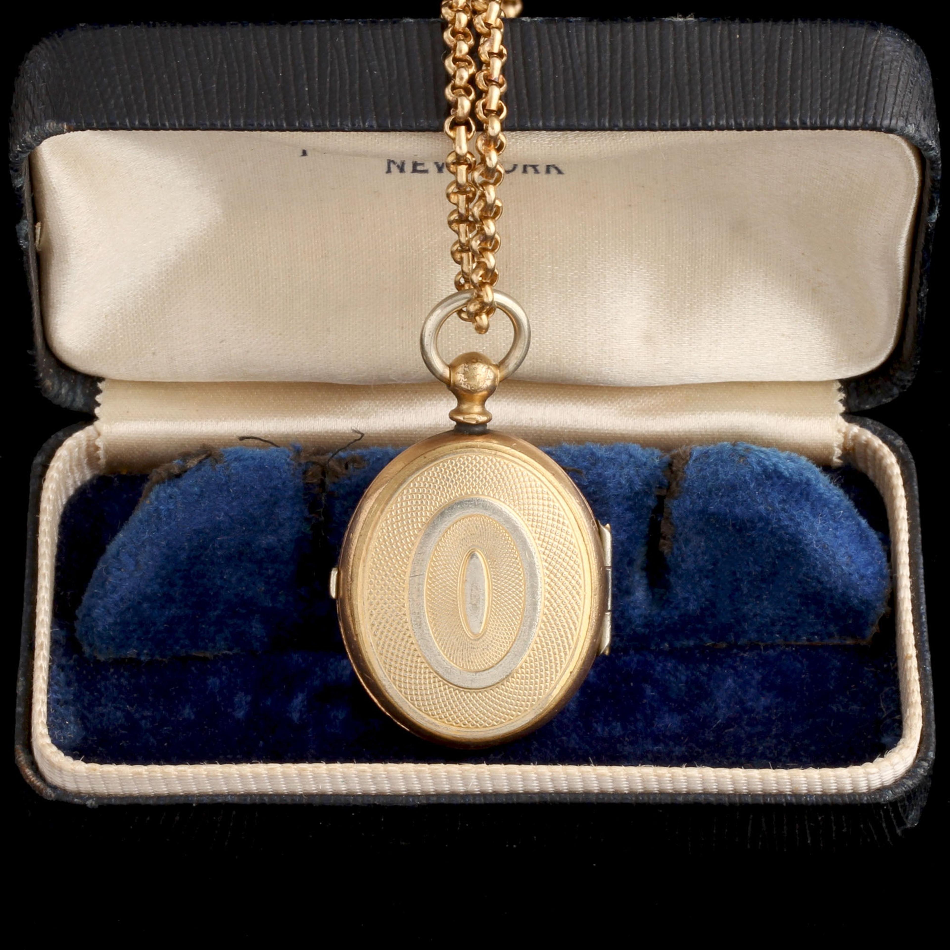 Oval Machined Locket with Antique Chain