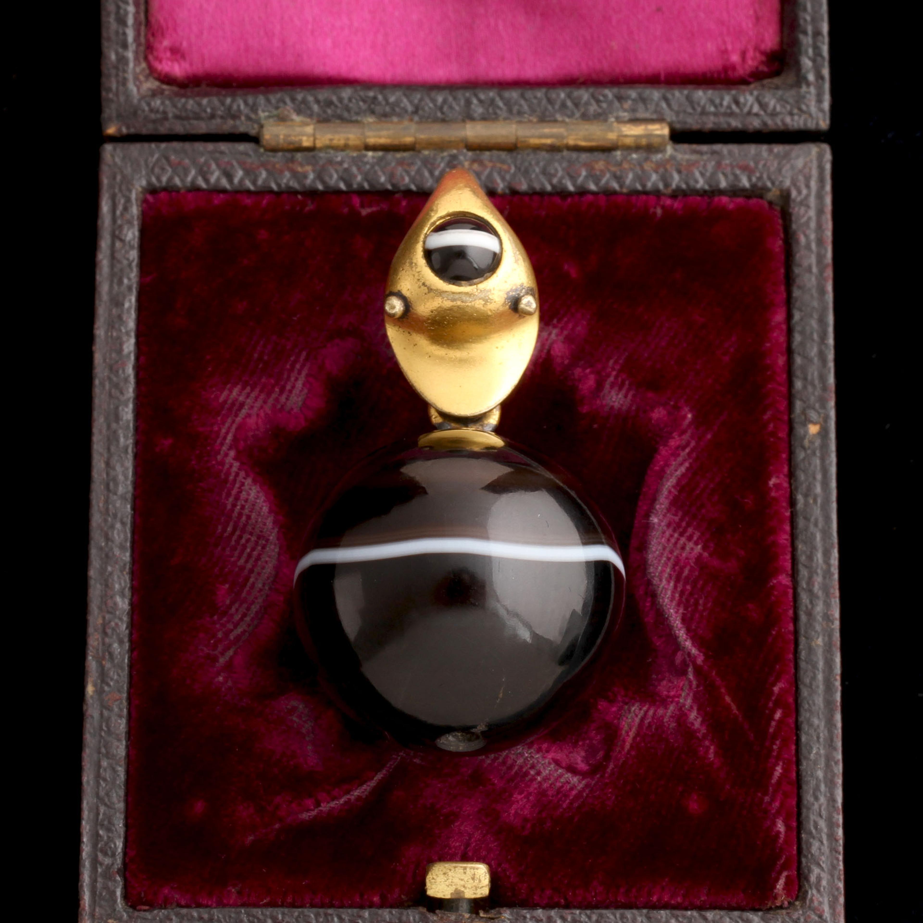 Victorian Banded Agate Snake Pendant