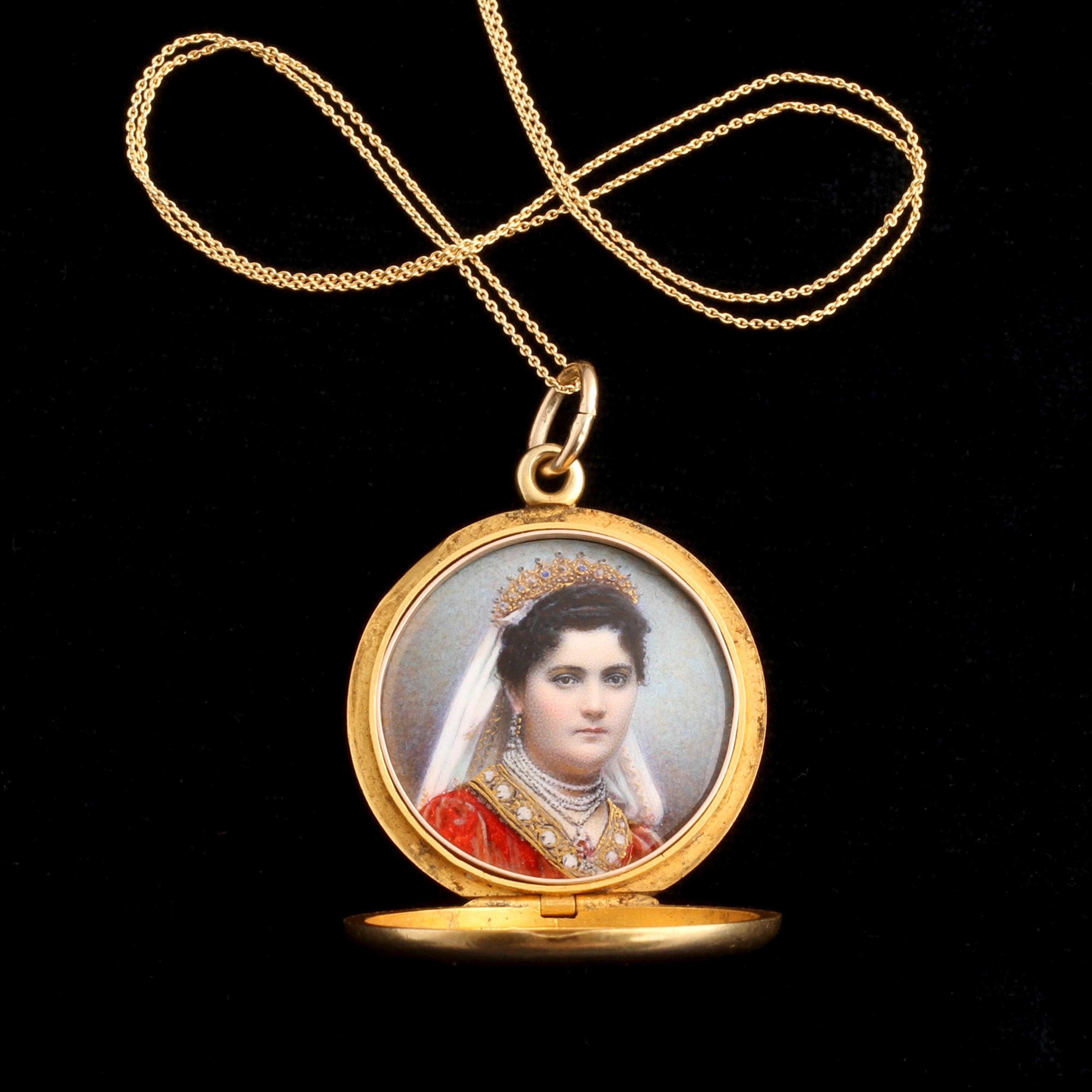 Detail of Victorian Royal Portrait Locket with locket open